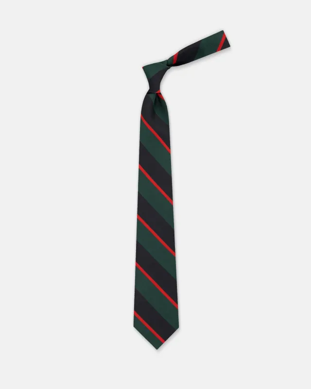 Green Block Stripe Irish Poplin Tie made by J. Press