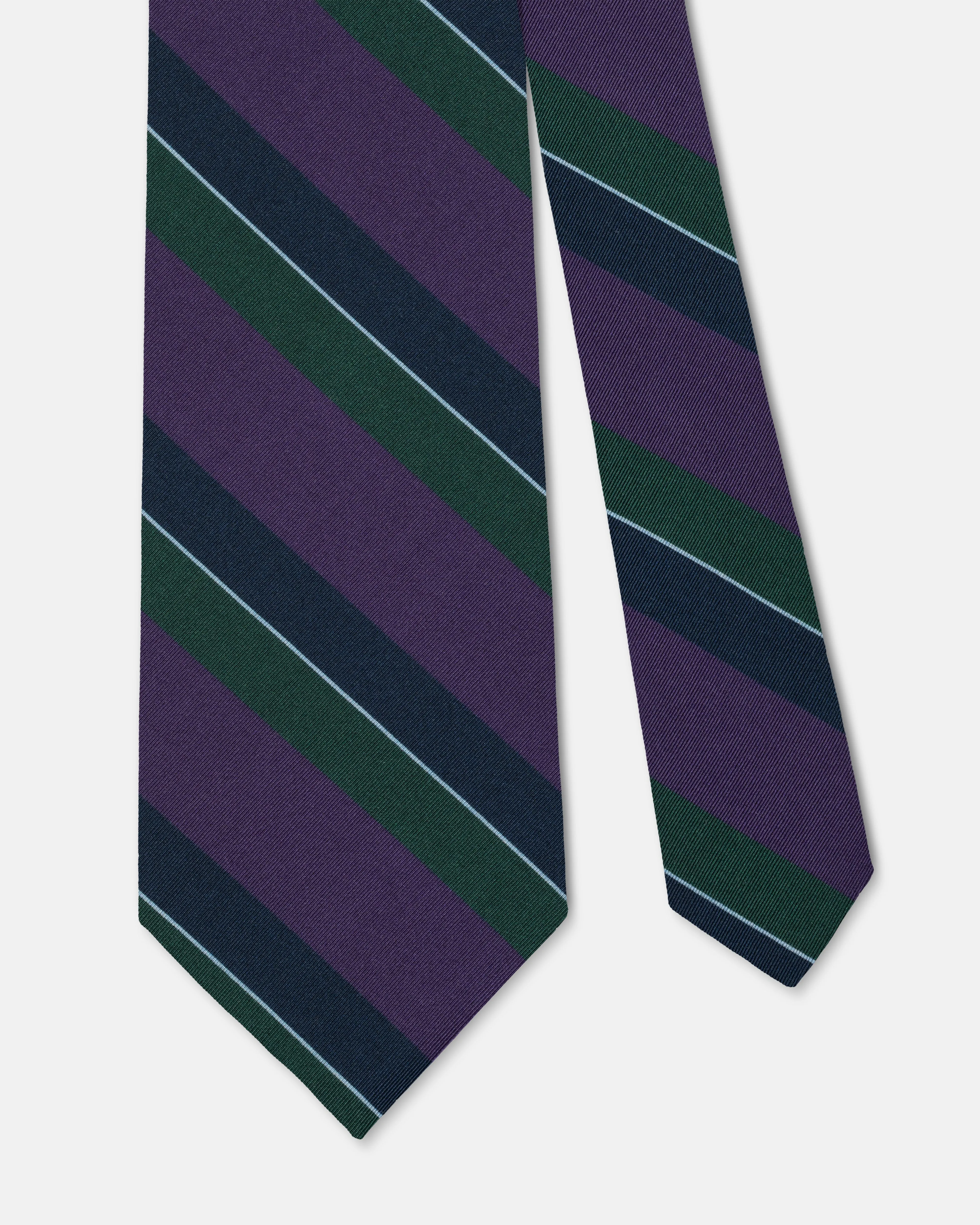 Purple & Green Stripe Irish Poplin Tie sold by J. Press product image thumbnail 2
