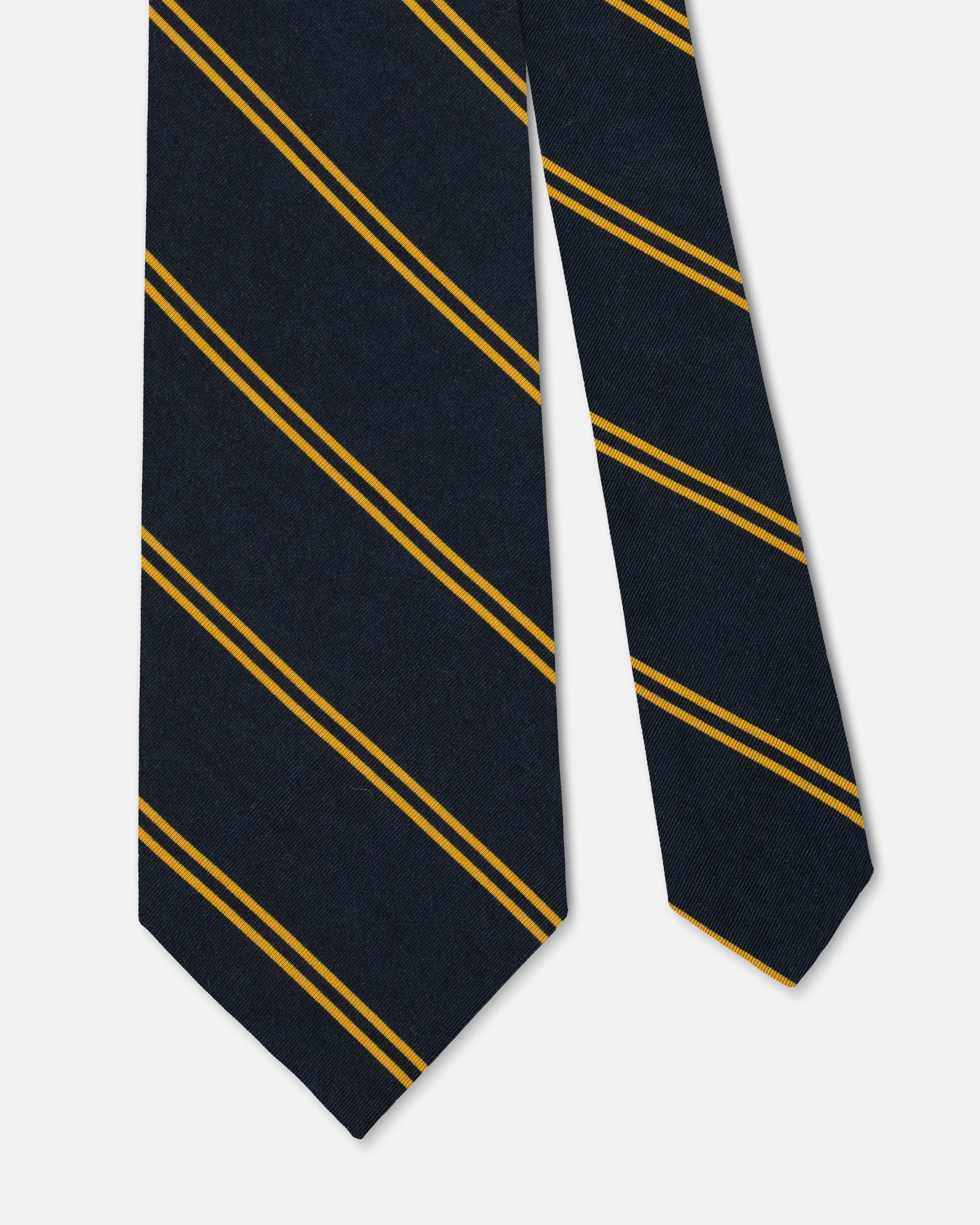 Navy & Gold Double Stripe Irish Poplin Tie sold by J. Press product image thumbnail 2