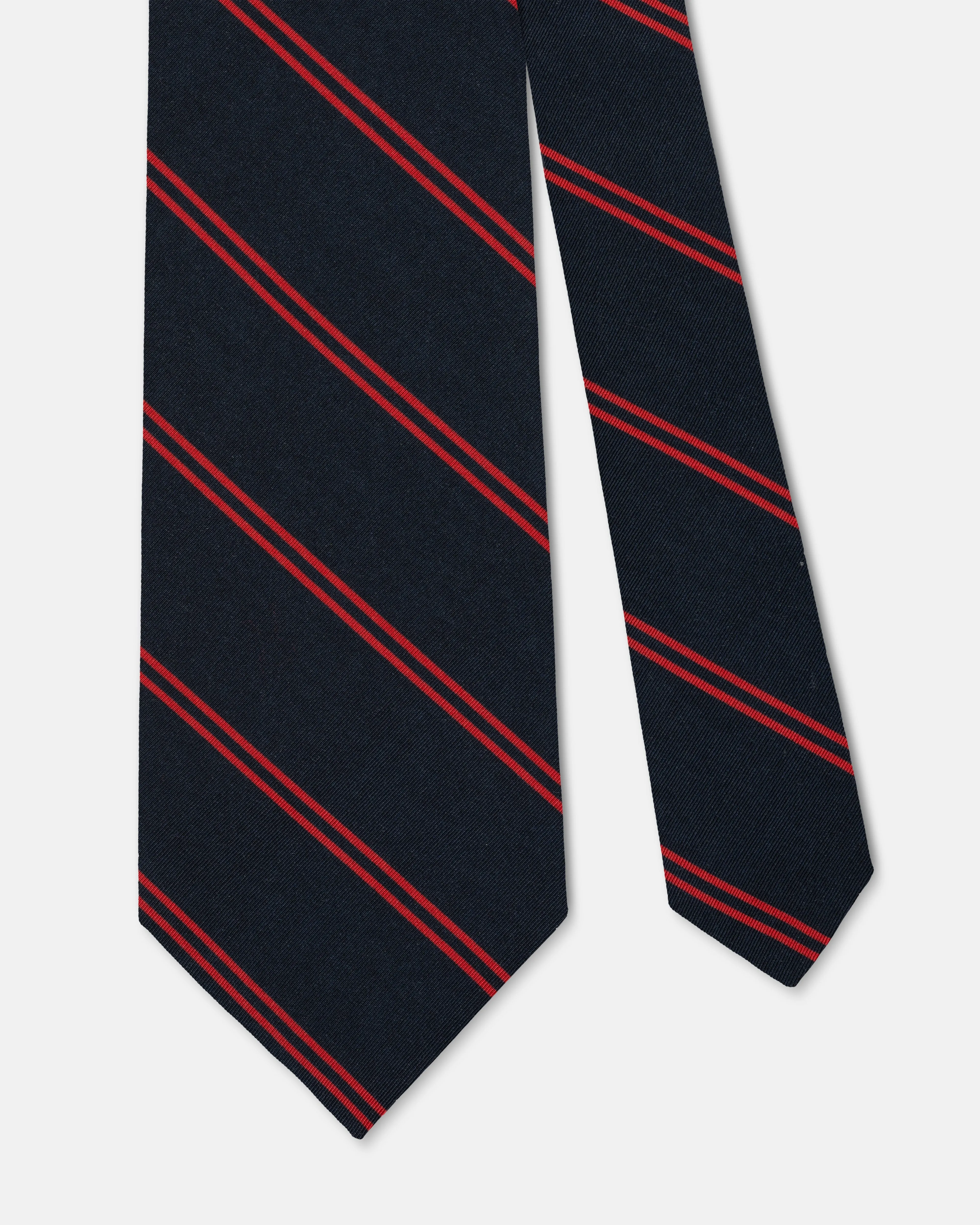 Navy & Burgundy Double Bar Stripe Irish Poplin Tie sold by J. Press product image thumbnail 2