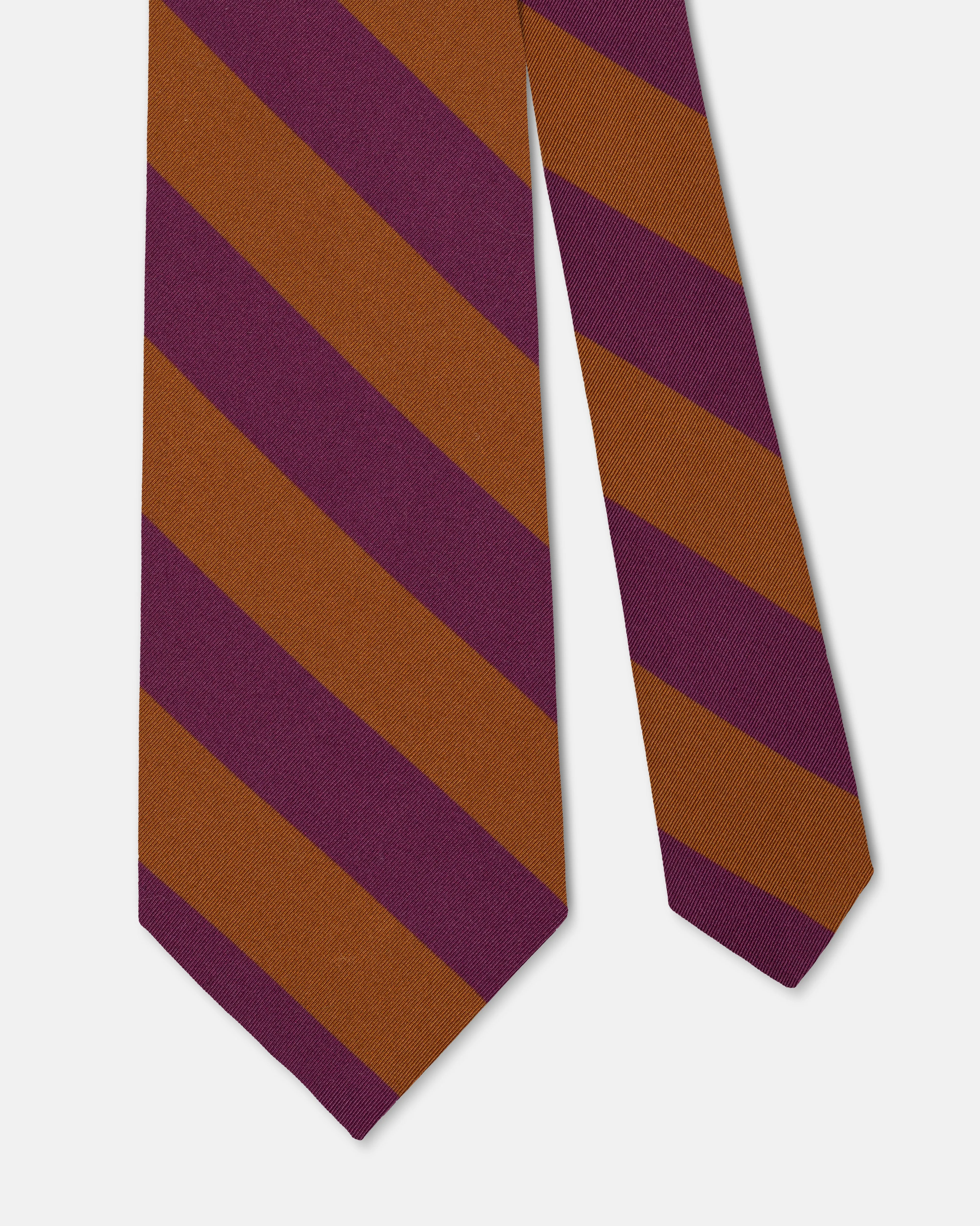 Made-in-UK Mauve & Rust Guard Stripe Irish Poplin Tie sold by J. Press product image thumbnail 2