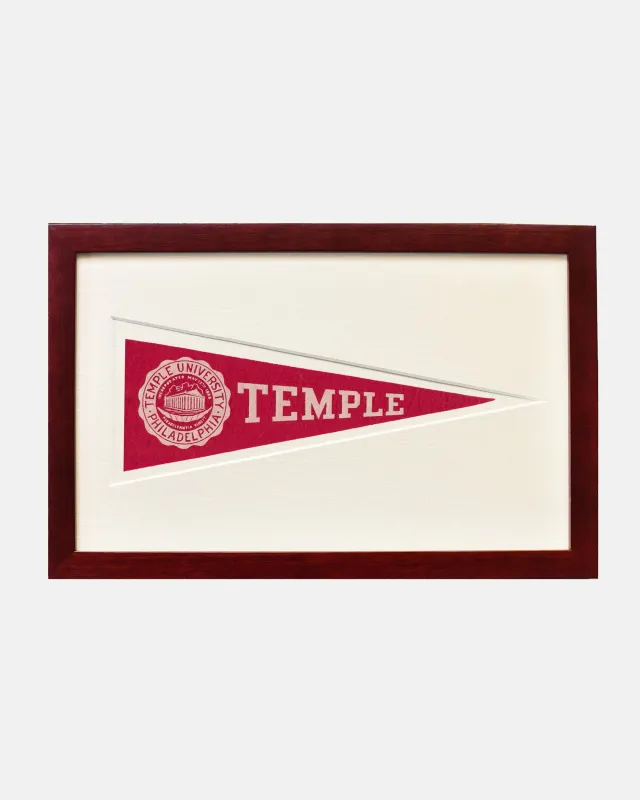Temple University Framed Vintage Pennant made by J. Press