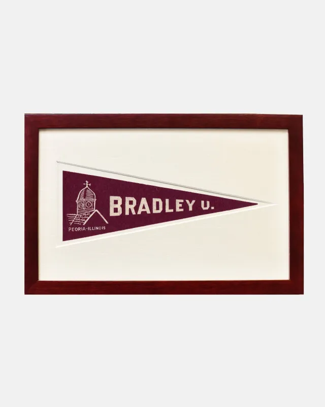 Bradley University Framed Vintage Pennant made by J. Press