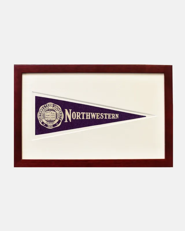 Northwestern University Framed Vintage Pennant made by J. Press