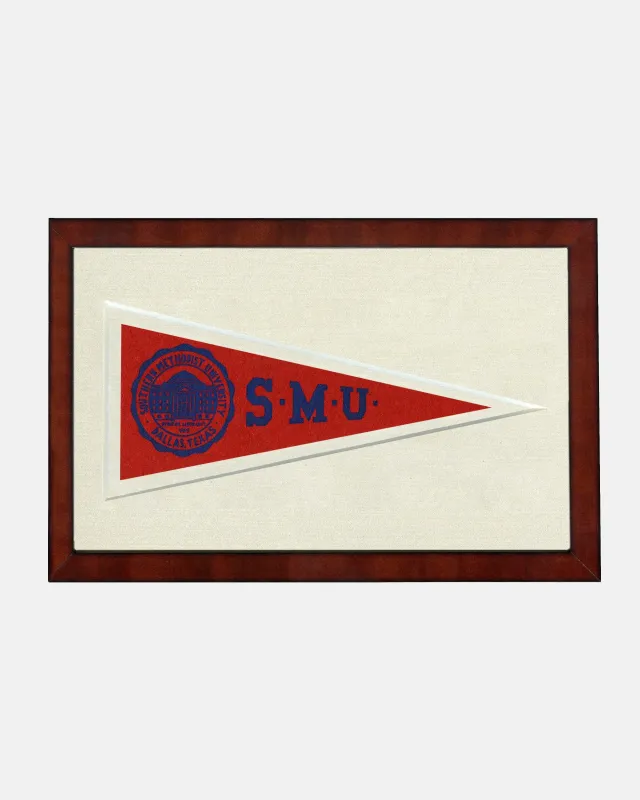 Southern Methodist University Framed Vintage Pennant made by J. Press