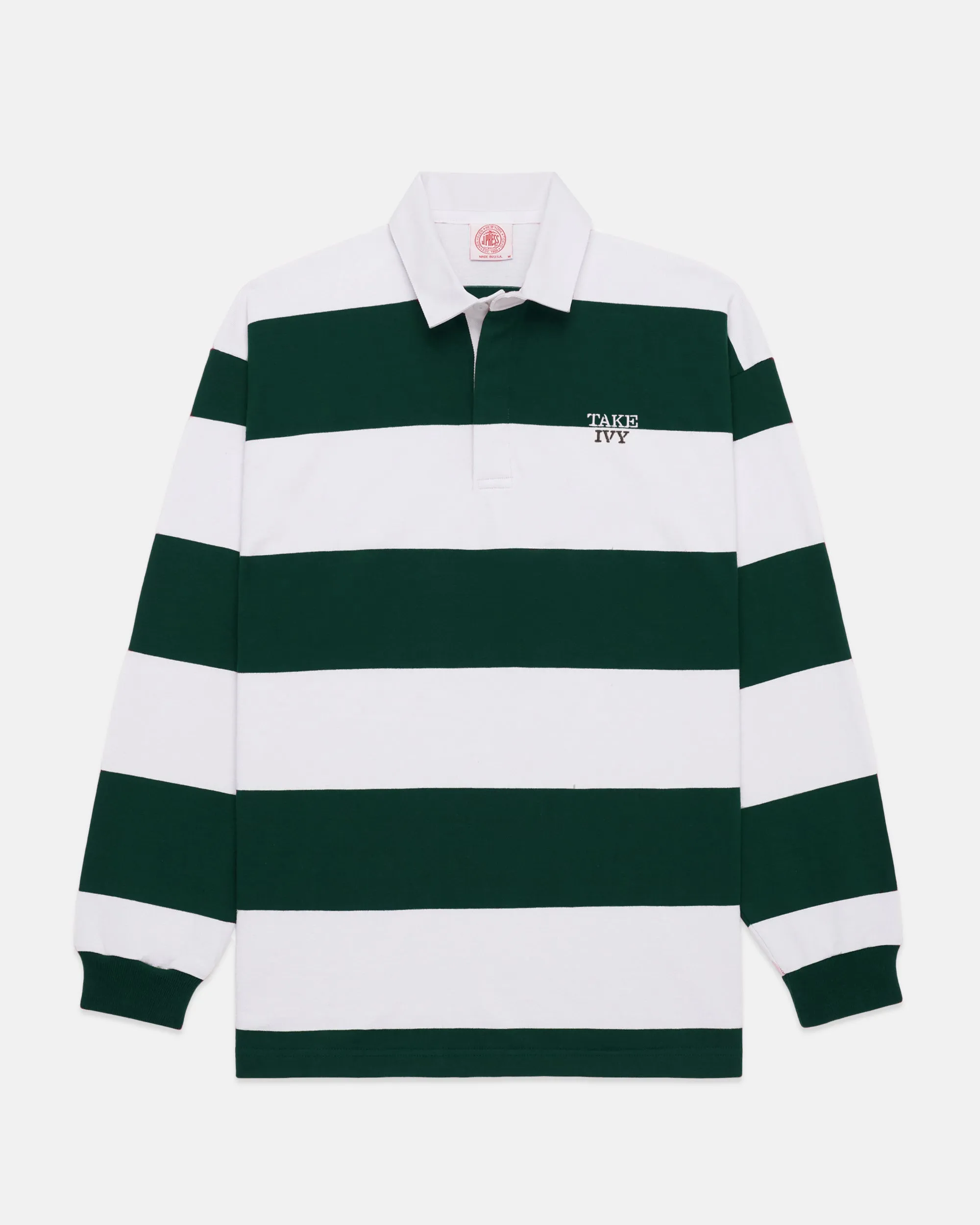 Made-in-USA Take Ivy Green Guard Stripe Cotton Rugby sold by J. Press product image thumbnail 2