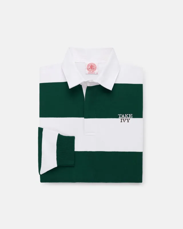 Made-in-USA Take Ivy Green Guard Stripe Cotton Rugby made by J. Press