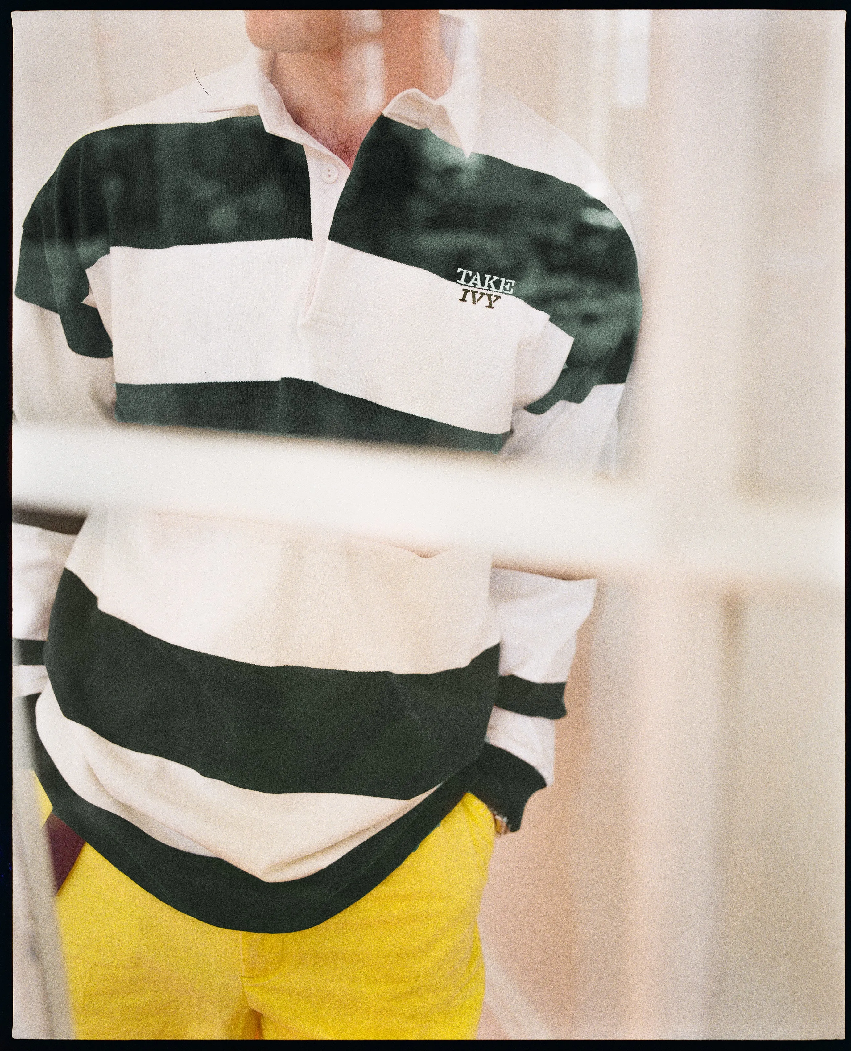 Made-in-USA Take Ivy Green Guard Stripe Cotton Rugby sold by J. Press product image thumbnail 3