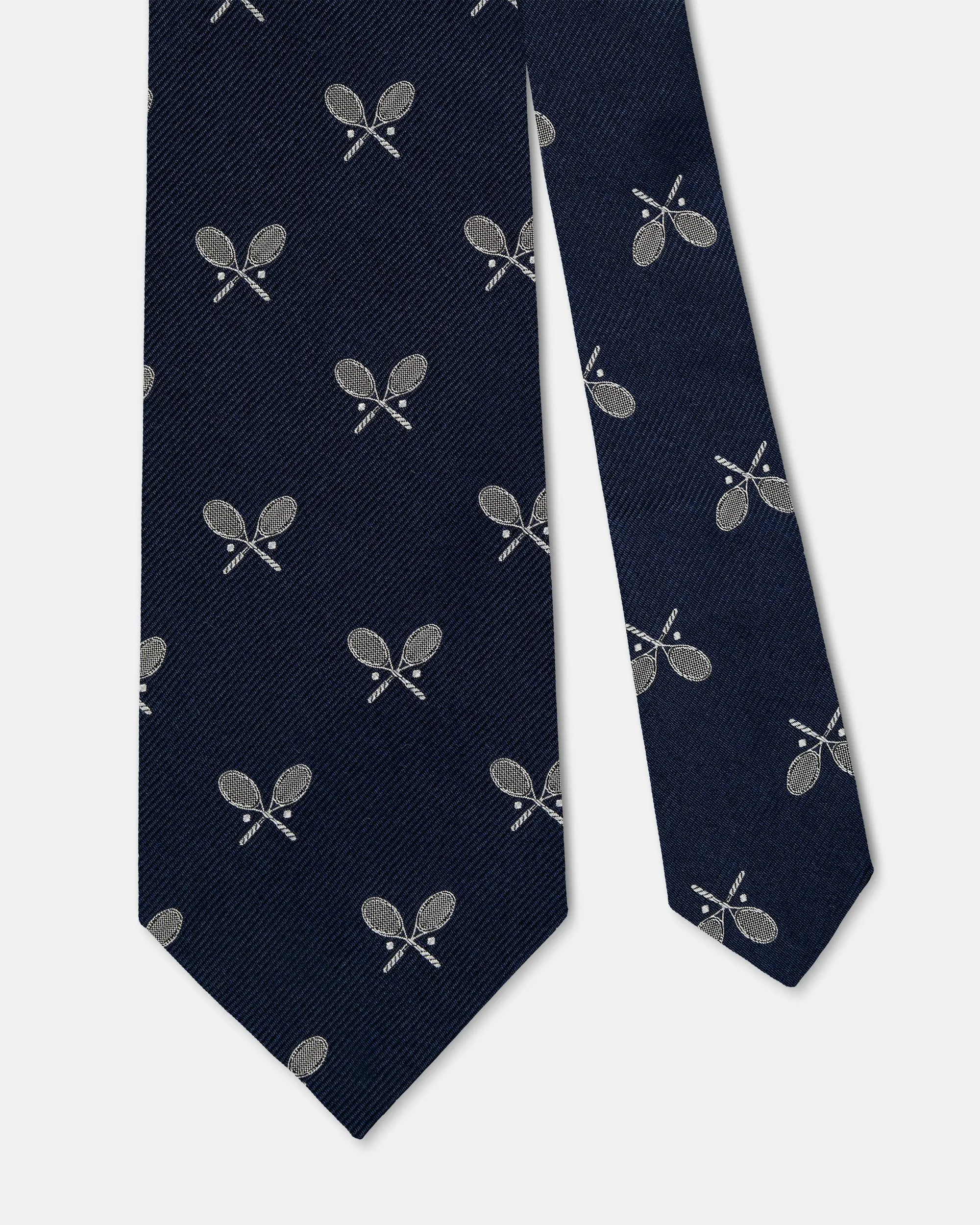Made-in-UK Navy Tennis Racquets Club Tie sold by J. Press product image thumbnail 2