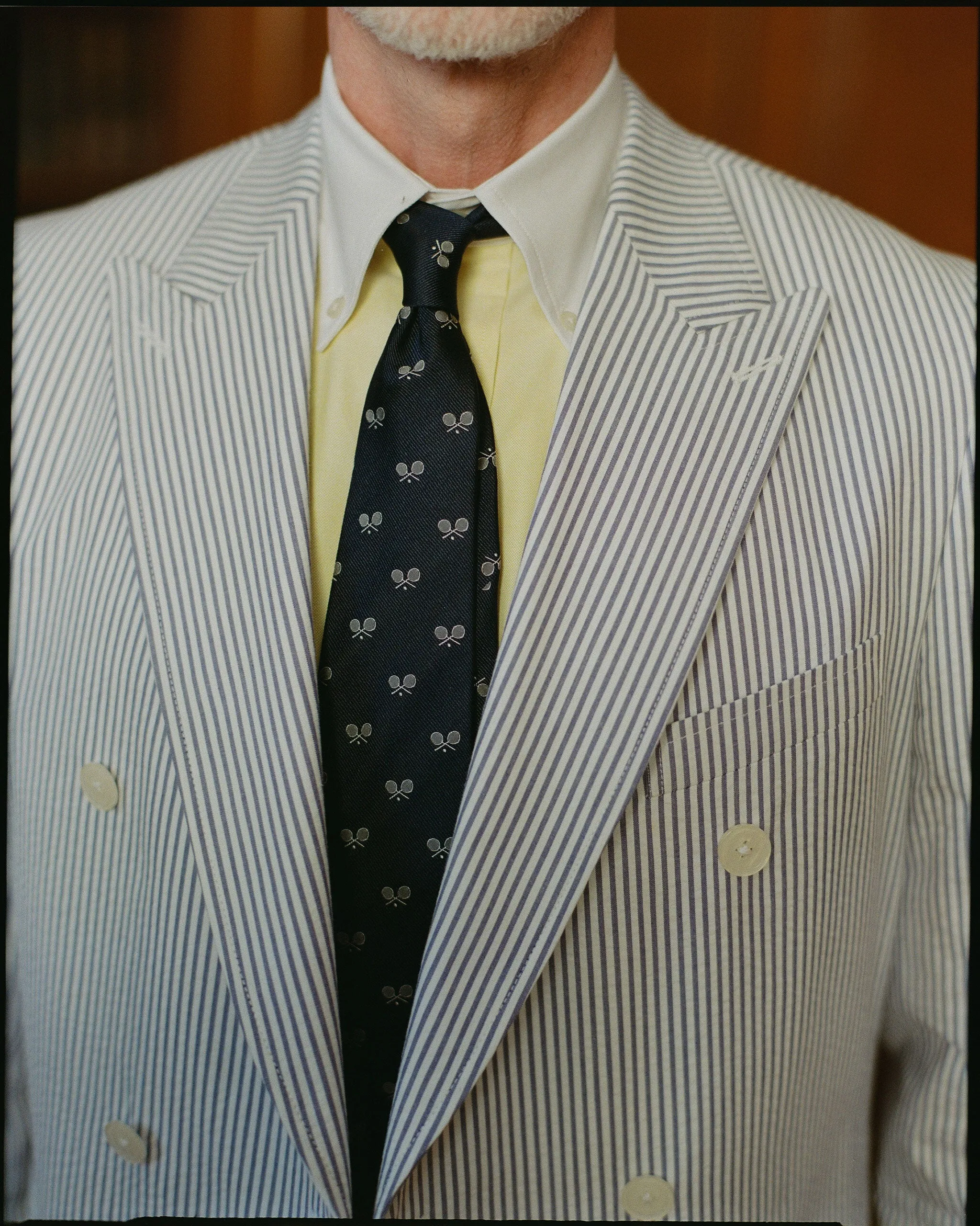 Made-in-UK Navy Tennis Racquets Club Tie sold by J. Press product image thumbnail 3