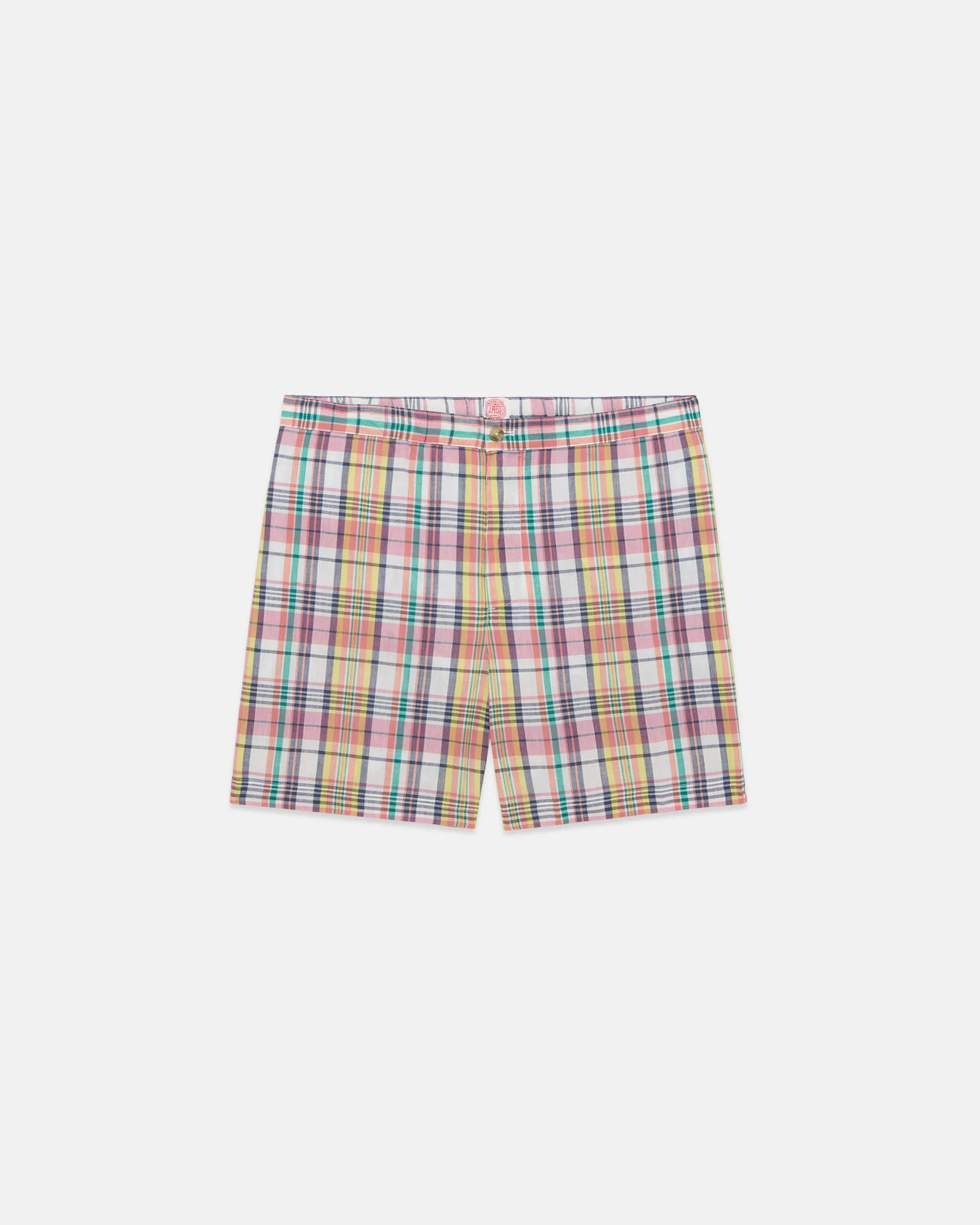 Peach & Yellow Pastel Authentic Madras Swim Trunks sold by J. Press