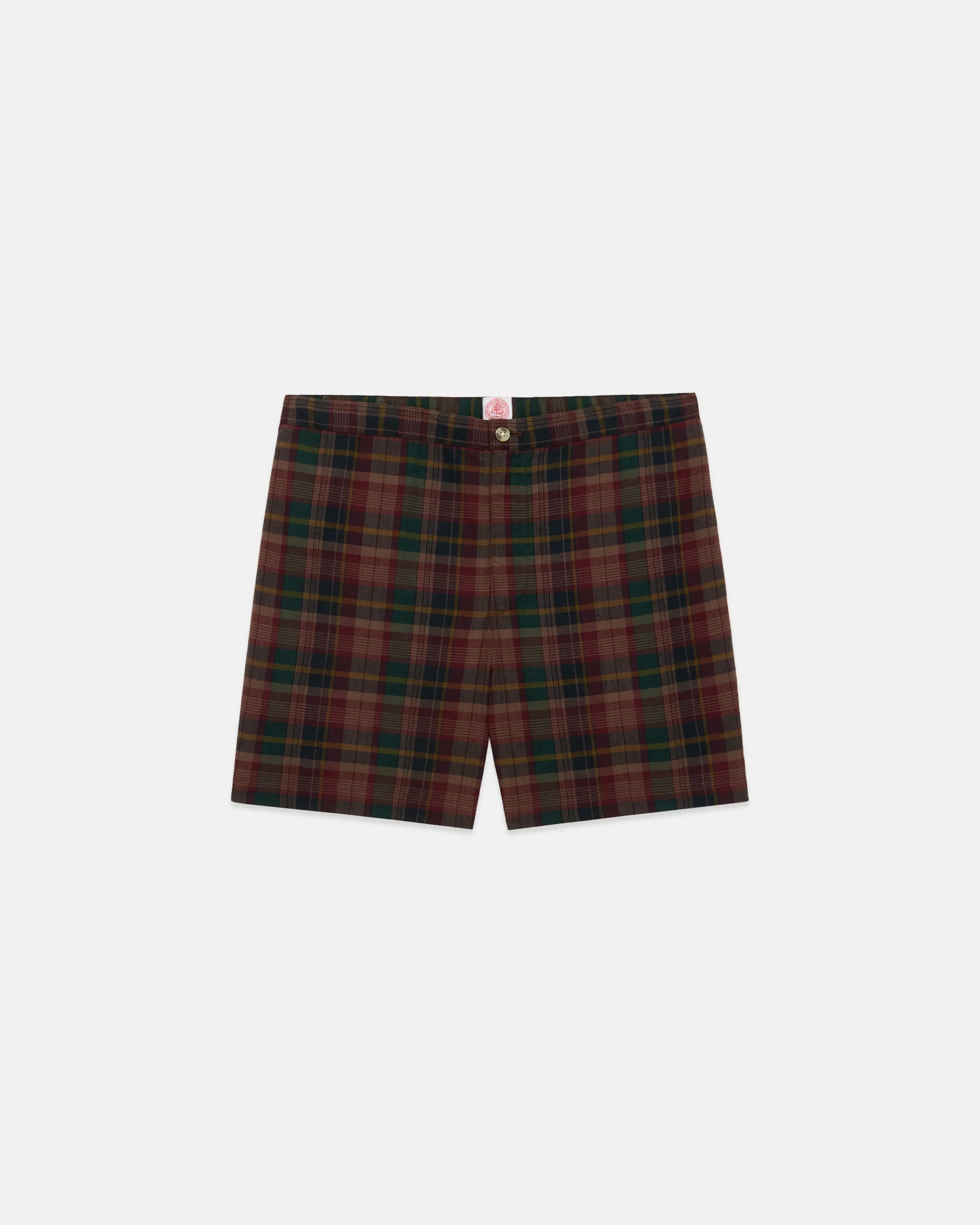Overdyed Authentic Madras Swim Trunks sold by J. Press