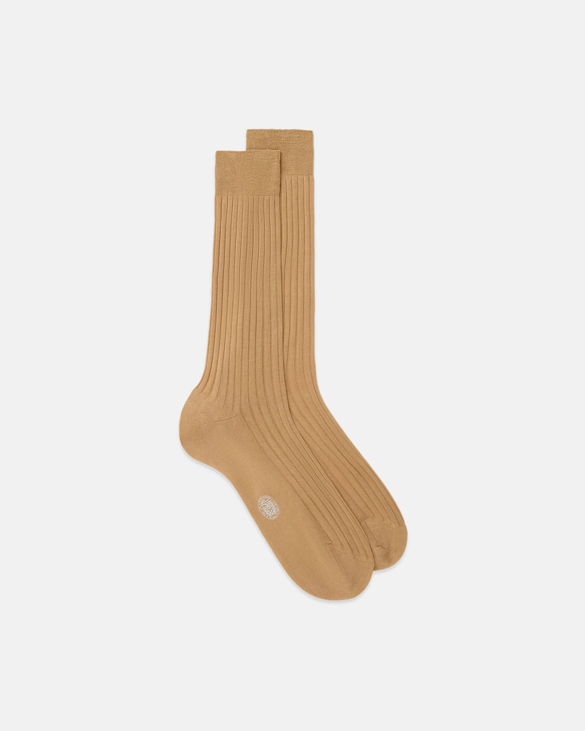 Made-in-Italy Camel Cotton Mid-Calf Socks sold by J. Press