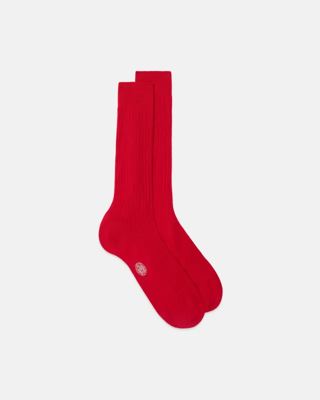 Made-in-Italy Red Cotton Mid-Calf Socks made by J. Press