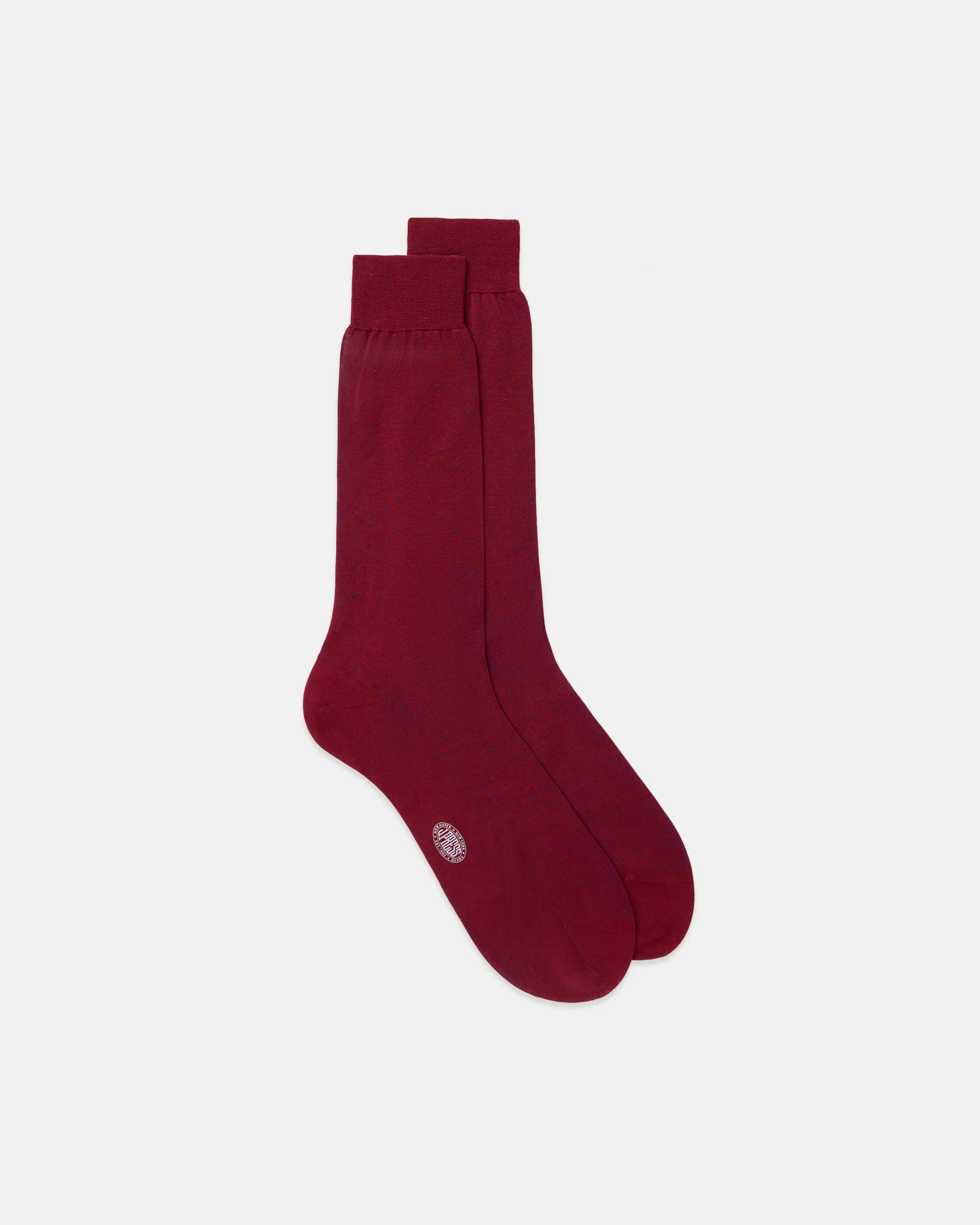 Made-in-Italy Red Dot Cotton Mid-Calf Socks sold by J. Press
