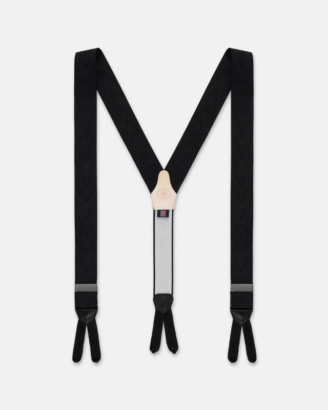 Made-in-England Black Silk Moire Braces made by J. Press
