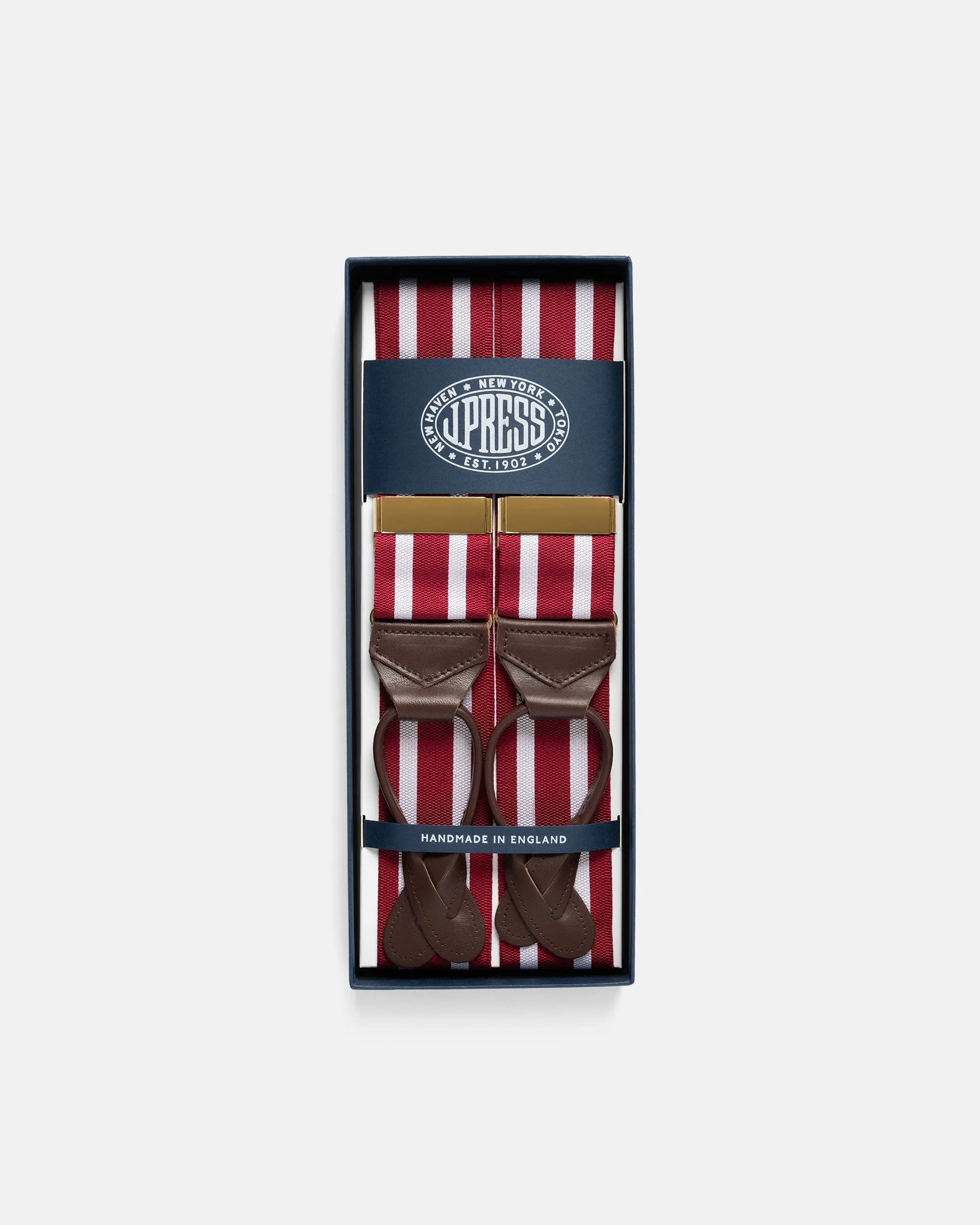 Made-in-England Red & White Striped Barathea Braces sold by J. Press product image thumbnail 2
