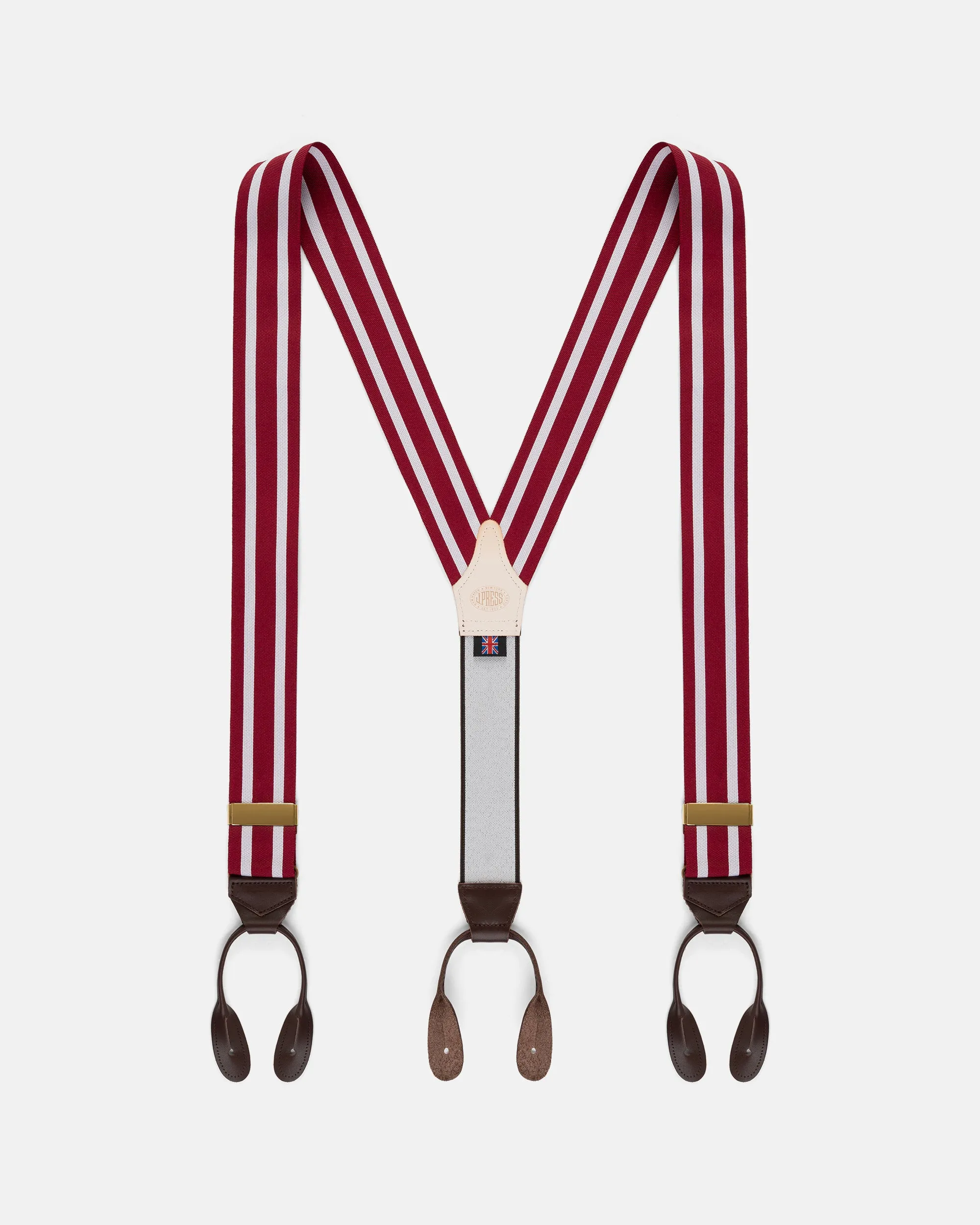 Made-in-England Red & White Striped Barathea Braces sold by J. Press