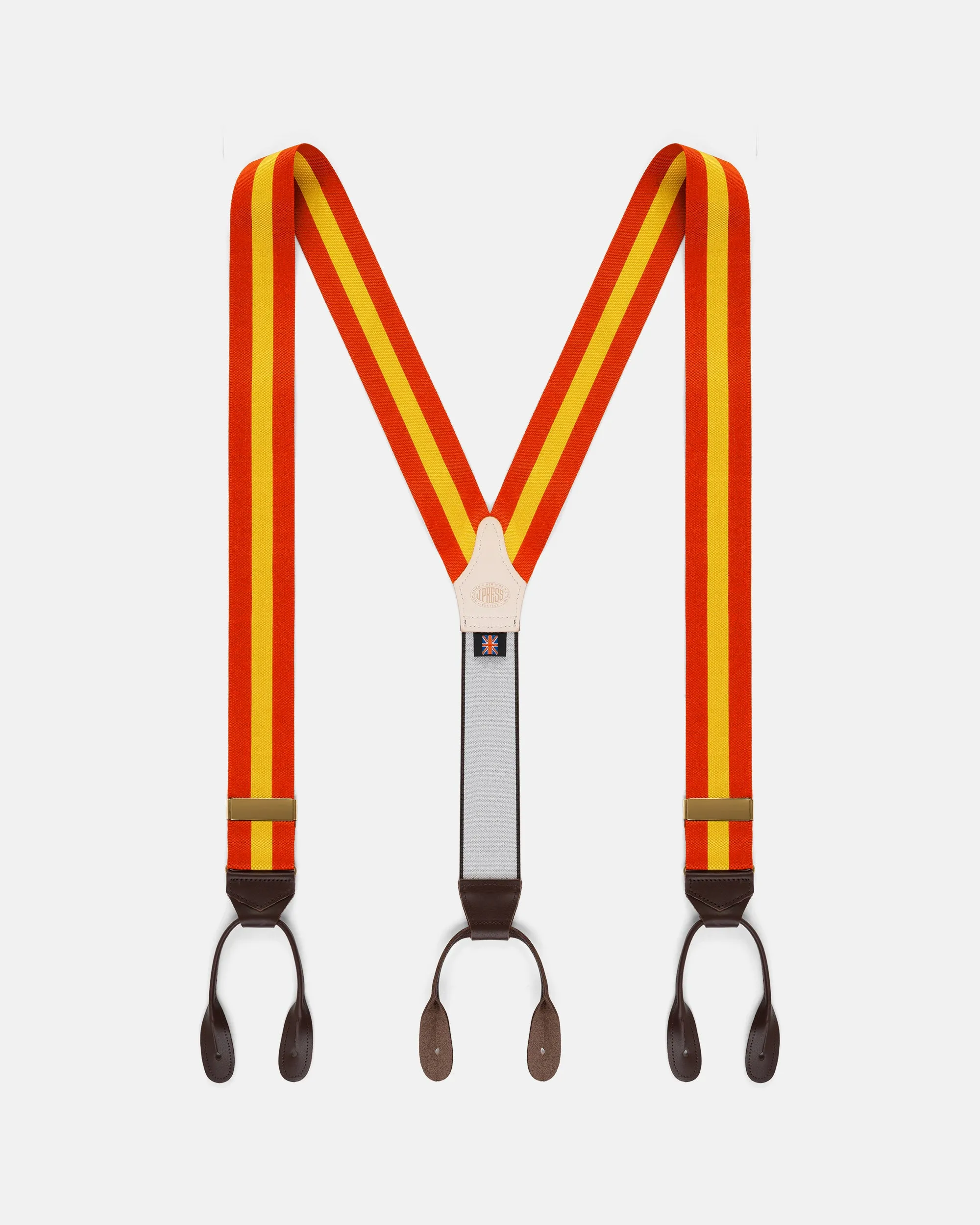 Made-in-England Orange & Yellow Striped Barathea Braces sold by J. Press