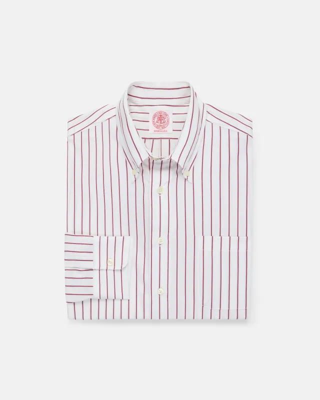 Made-in-USA Burgundy Stripe Button Down Shirt sold by J. Press