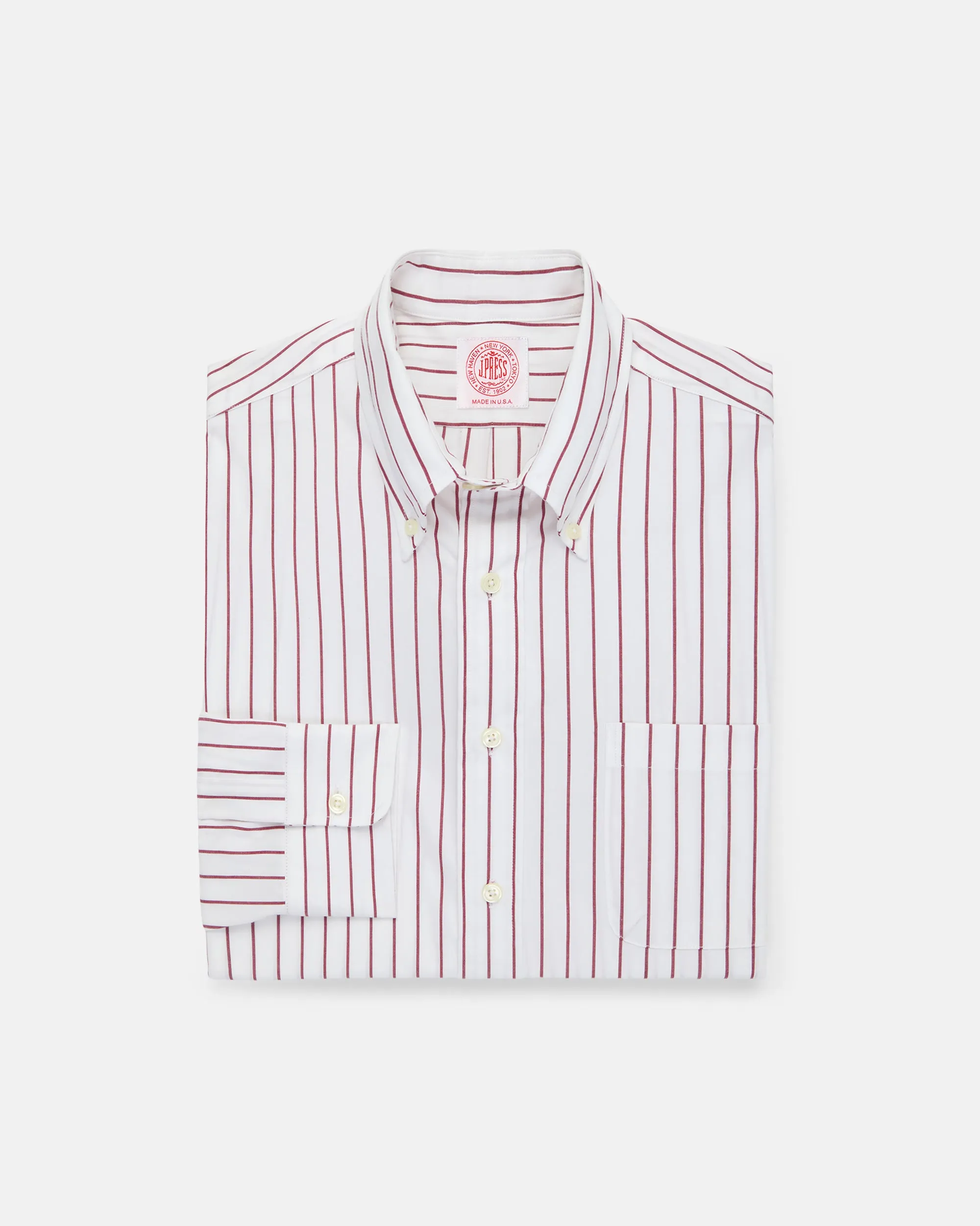 Made-in-USA Burgundy Stripe Button Down Shirt sold by J. Press