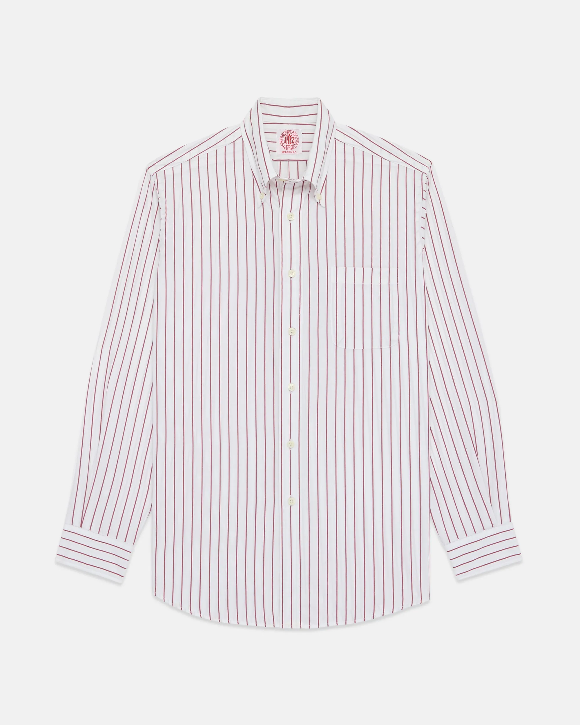 Made-in-USA Burgundy Stripe Button Down Shirt sold by J. Press product image thumbnail 2