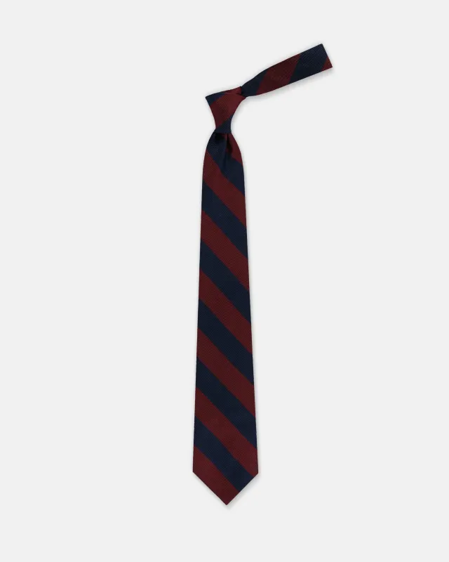 Made-in-USA Navy & Burgundy Guard Stripe Silk Repp Tie made by J. Press