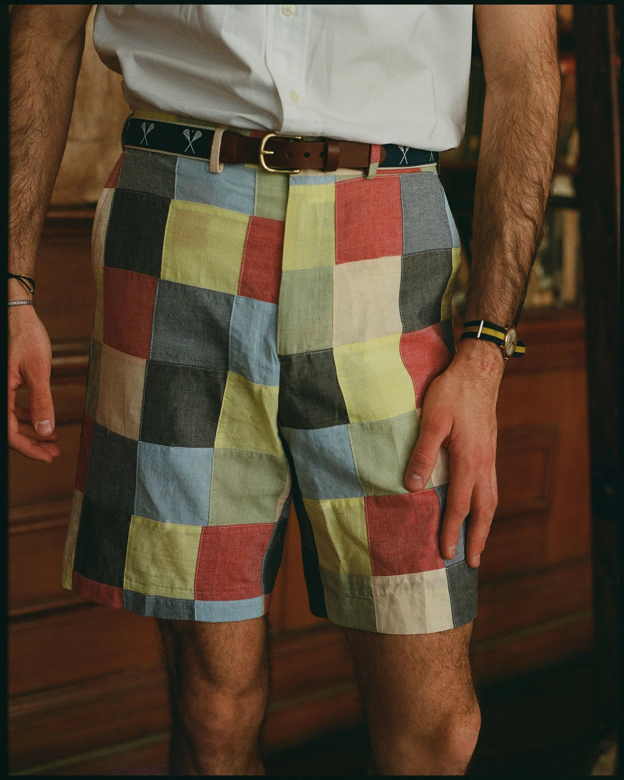 Made-in-USA Patchwork Cotton Chambray Shorts sold by J. Press product image thumbnail 4