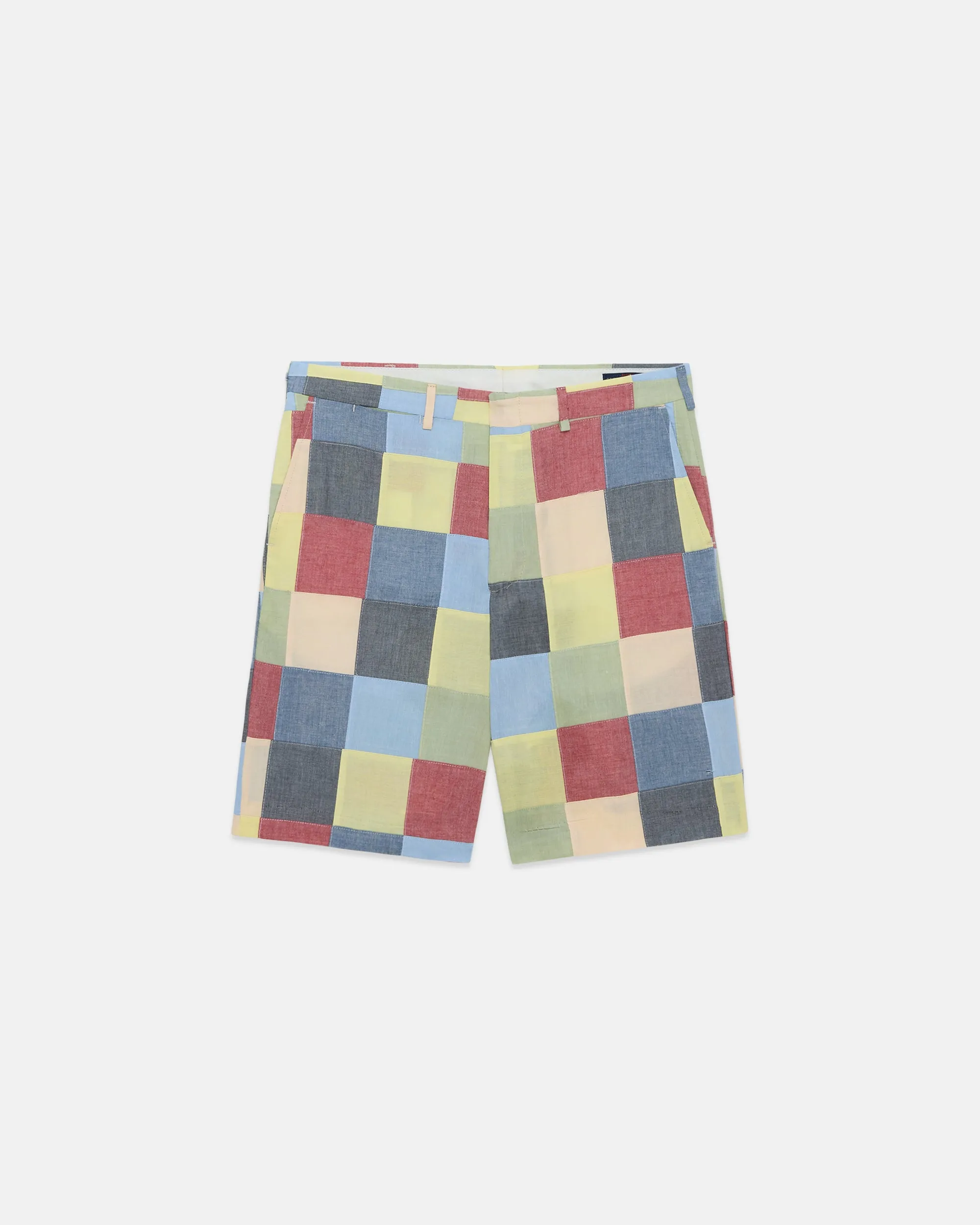 Made-in-USA Patchwork Cotton Chambray Shorts sold by J. Press