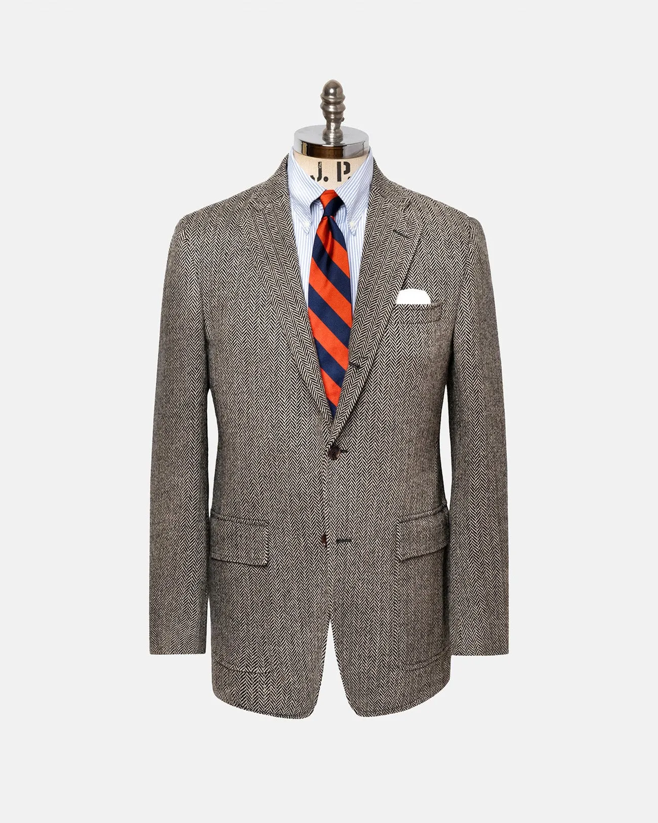 Made-in-USA Black & Cream Herringbone Lambswool Sport Coat sold by J. Press