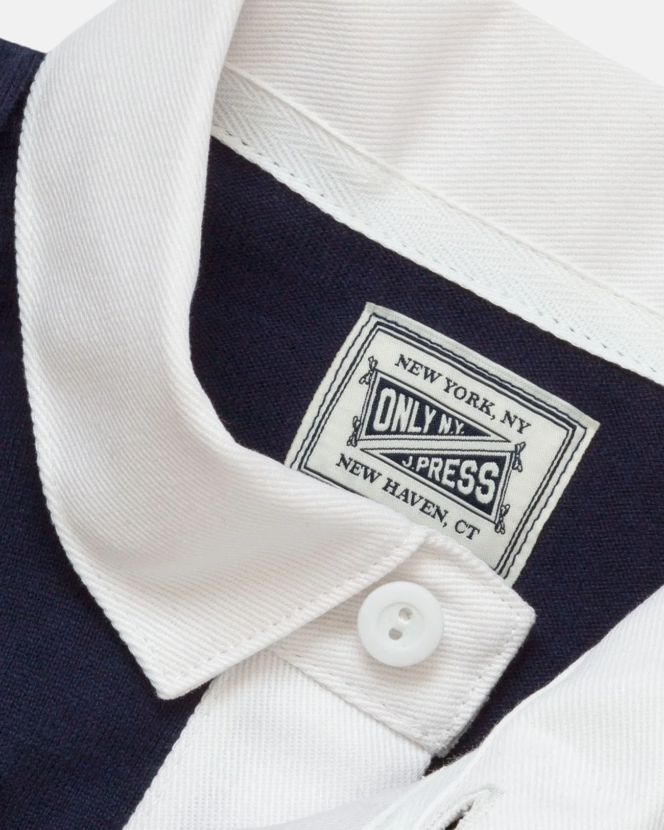 Made-in-USA J. Press x Only NY Navy & Orange Chest Stripe Rugby sold by J. Press product image thumbnail 2
