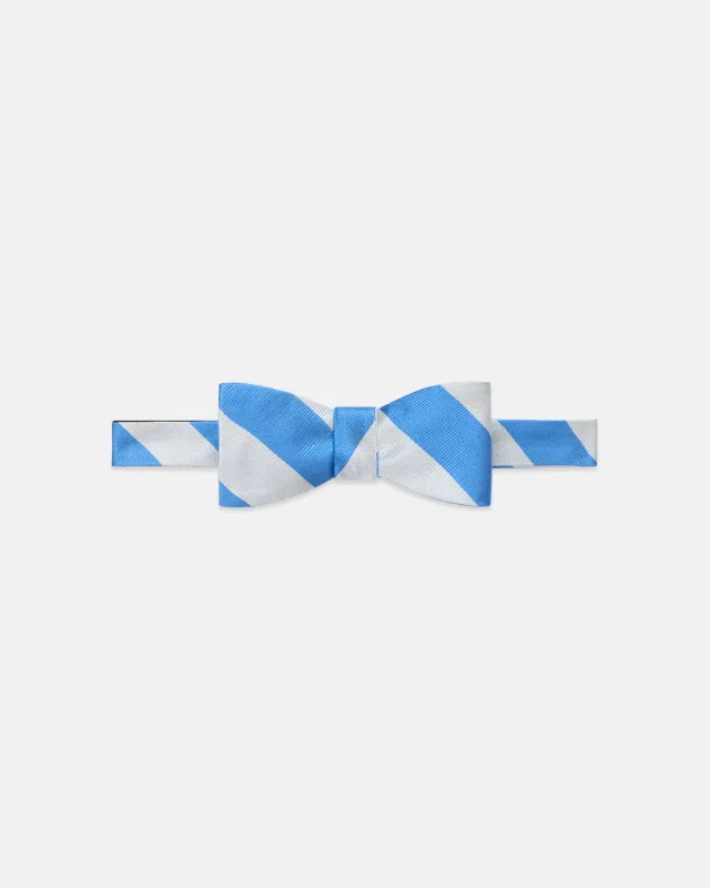 Made-in-USA Light Blue & White Guard Stripe Repp Bow Tie made by J. Press