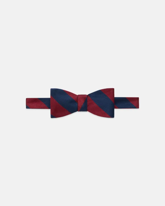 Made-in-USA Navy & Dark Red Guard Stripe Repp Bow Tie made by J. Press