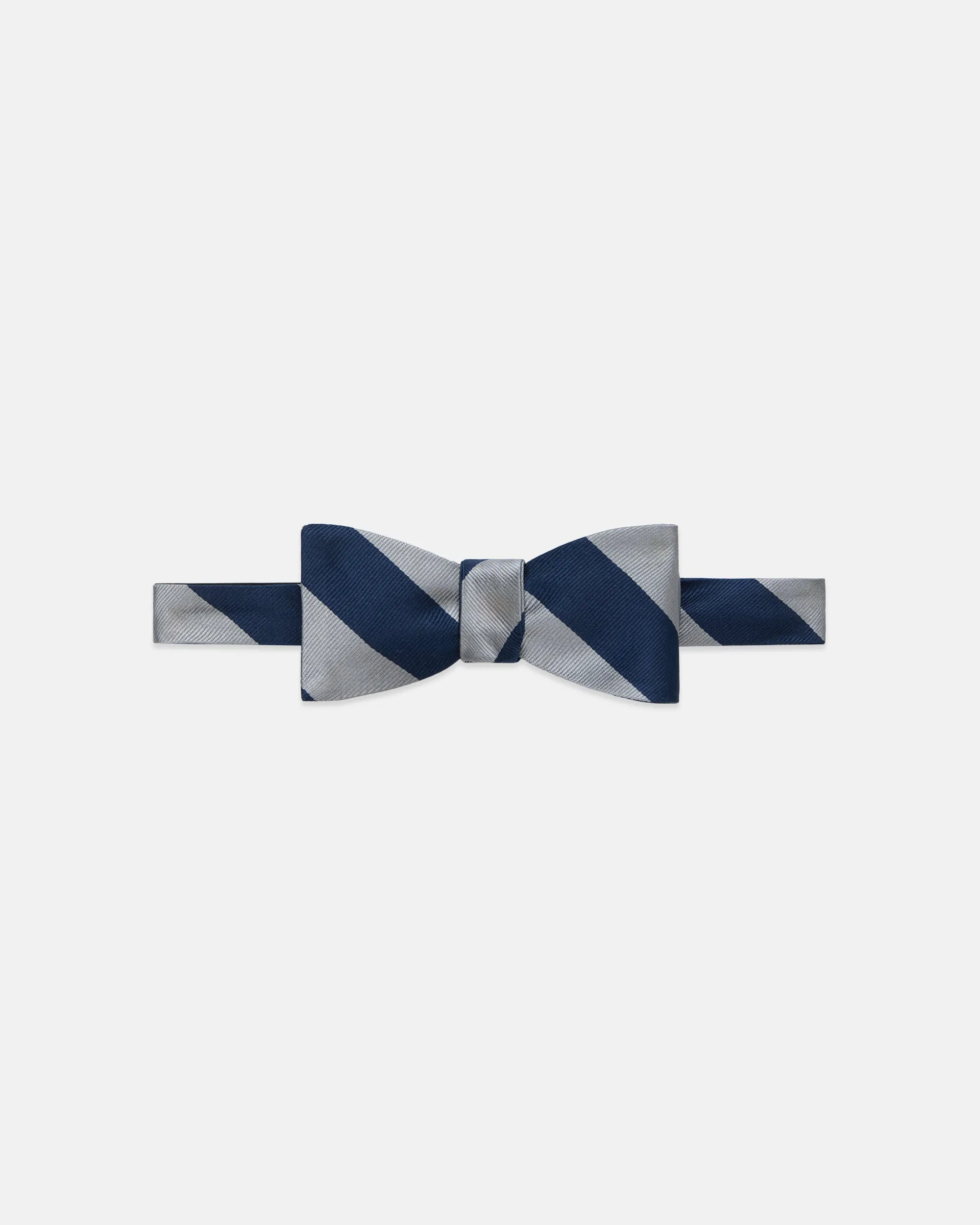 Made-in-USA Navy & Grey Guard Stripe Repp Bow Tie sold by J. Press