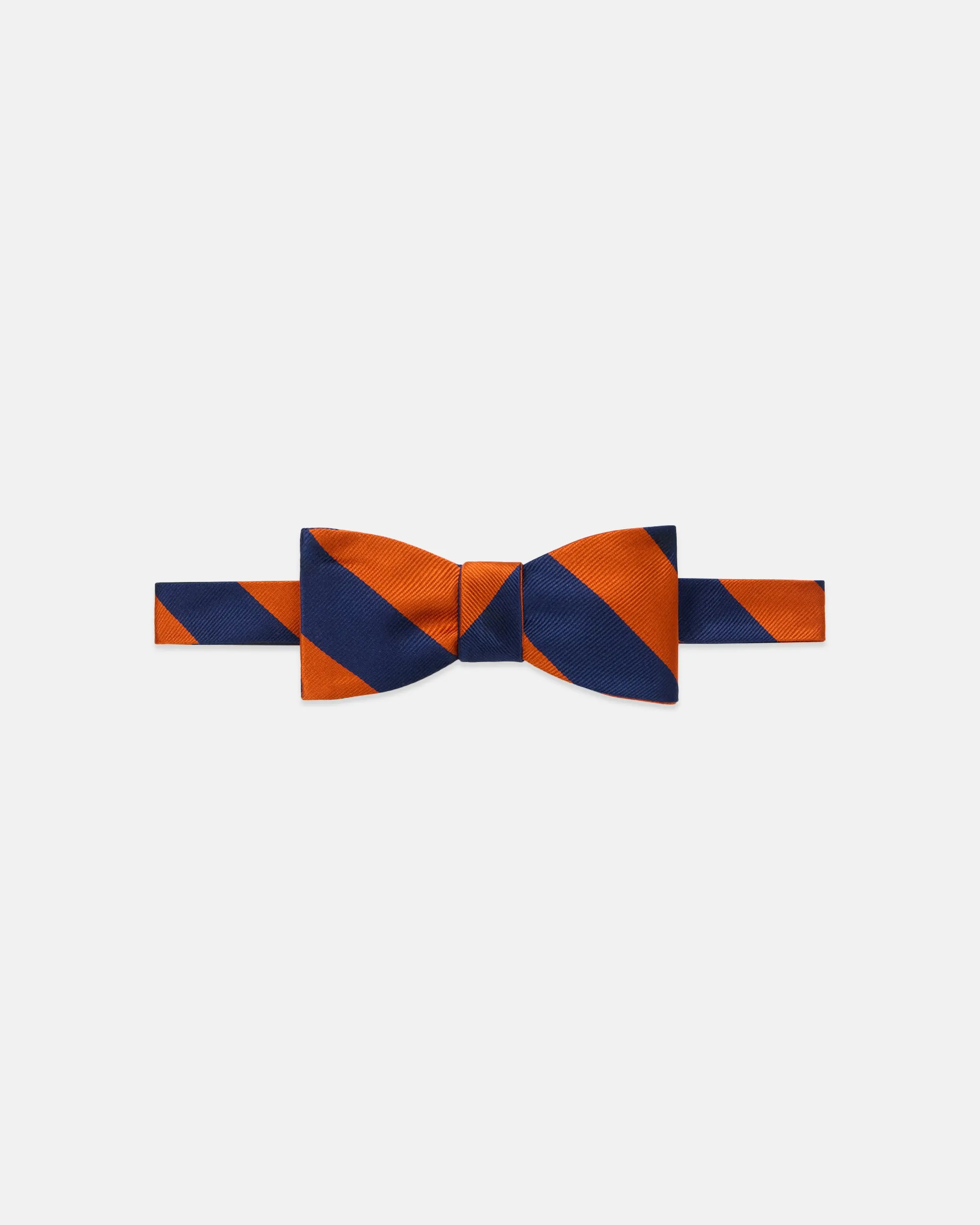 Made-in-USA Navy & Orange Guard Stripe Repp Bow Tie sold by J. Press