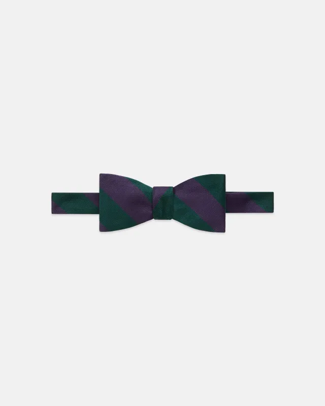 Made-in-USA Green & Purple Guard Stripe Repp Bow Tie made by J. Press