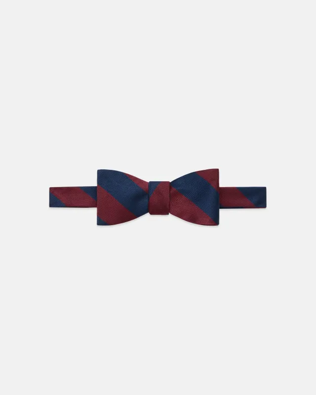 Made-in-USA Navy & Burgundy Guard Stripe Repp Bow Tie made by J. Press