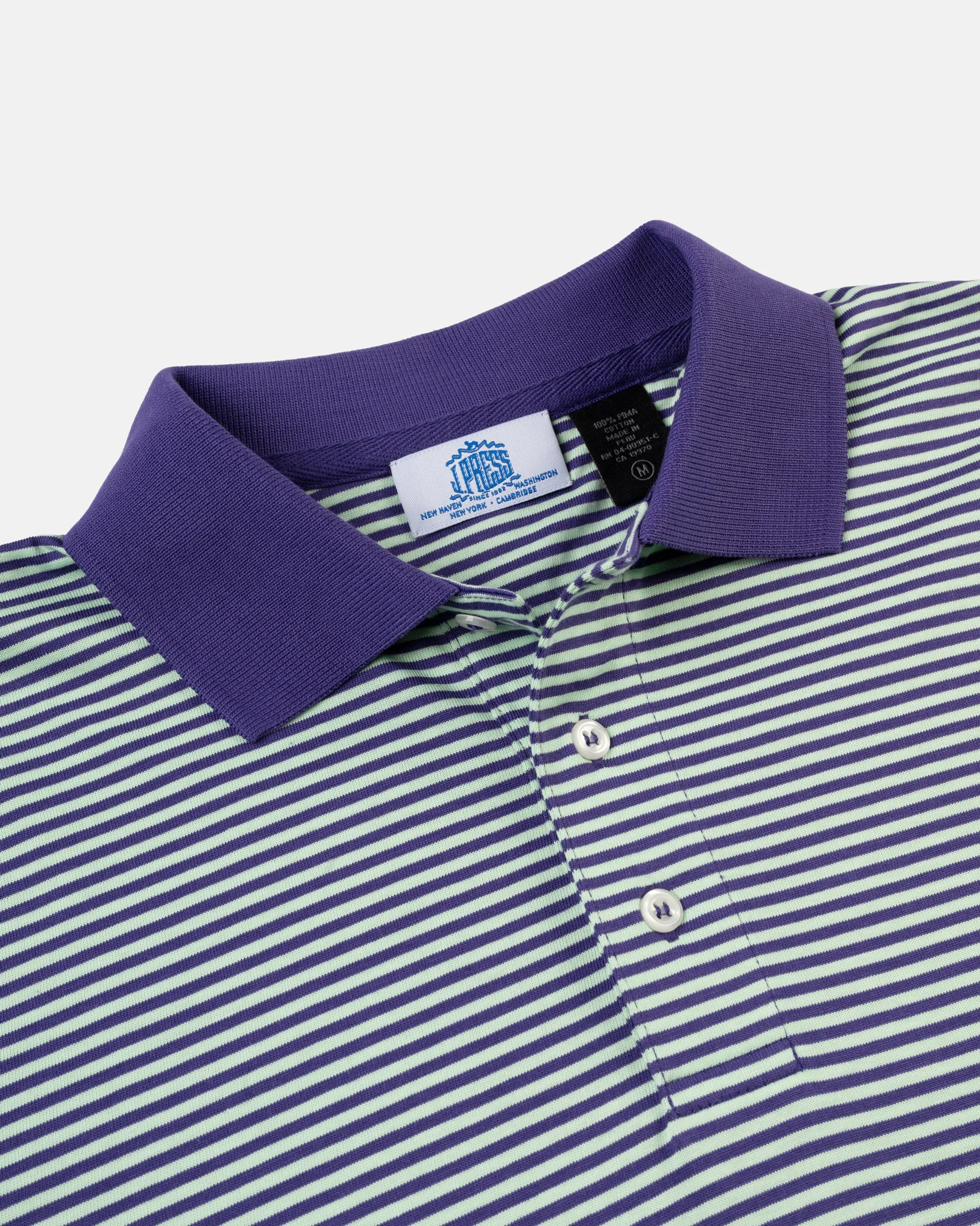 SHORT SLEEVE STRIPE POLO - LIGHT GREEN/LIGHT BLUE sold by J. Press product image thumbnail 2
