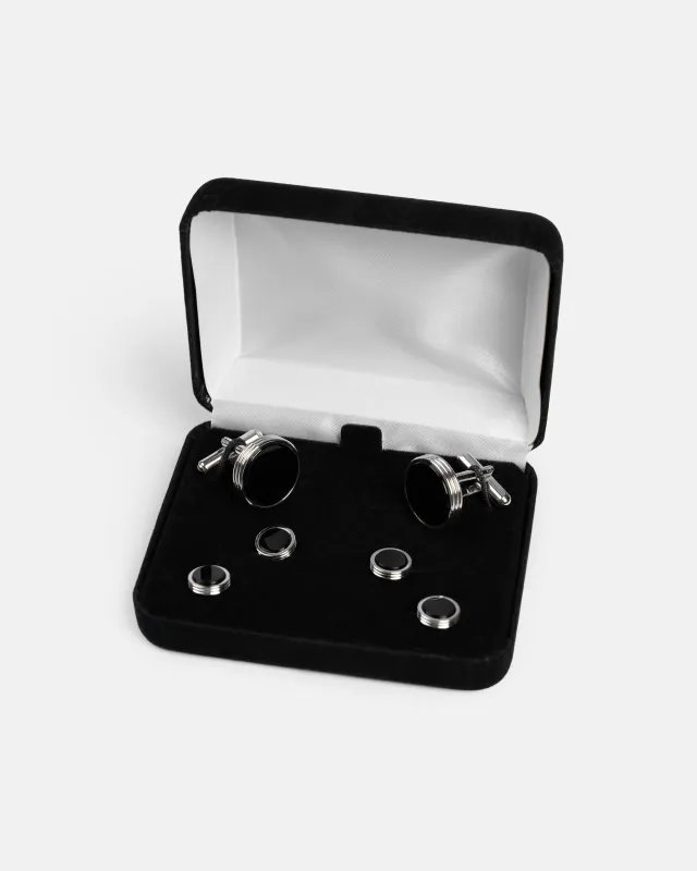 Made-in-USA Onyx Cufflink and Stud Set made by J. Press