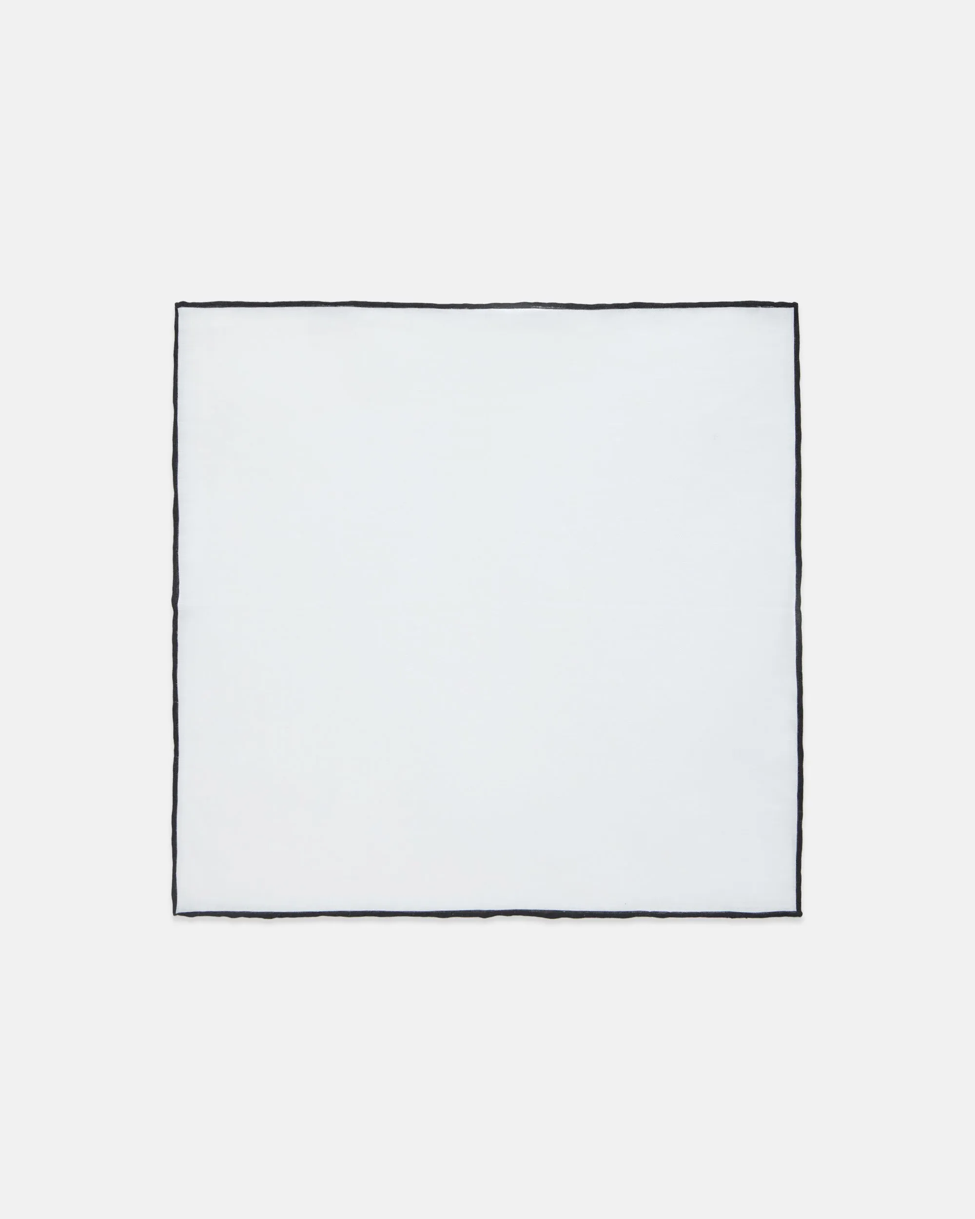 Made-in-Italy White with Black Edge Linen Pocket Square sold by J. Press