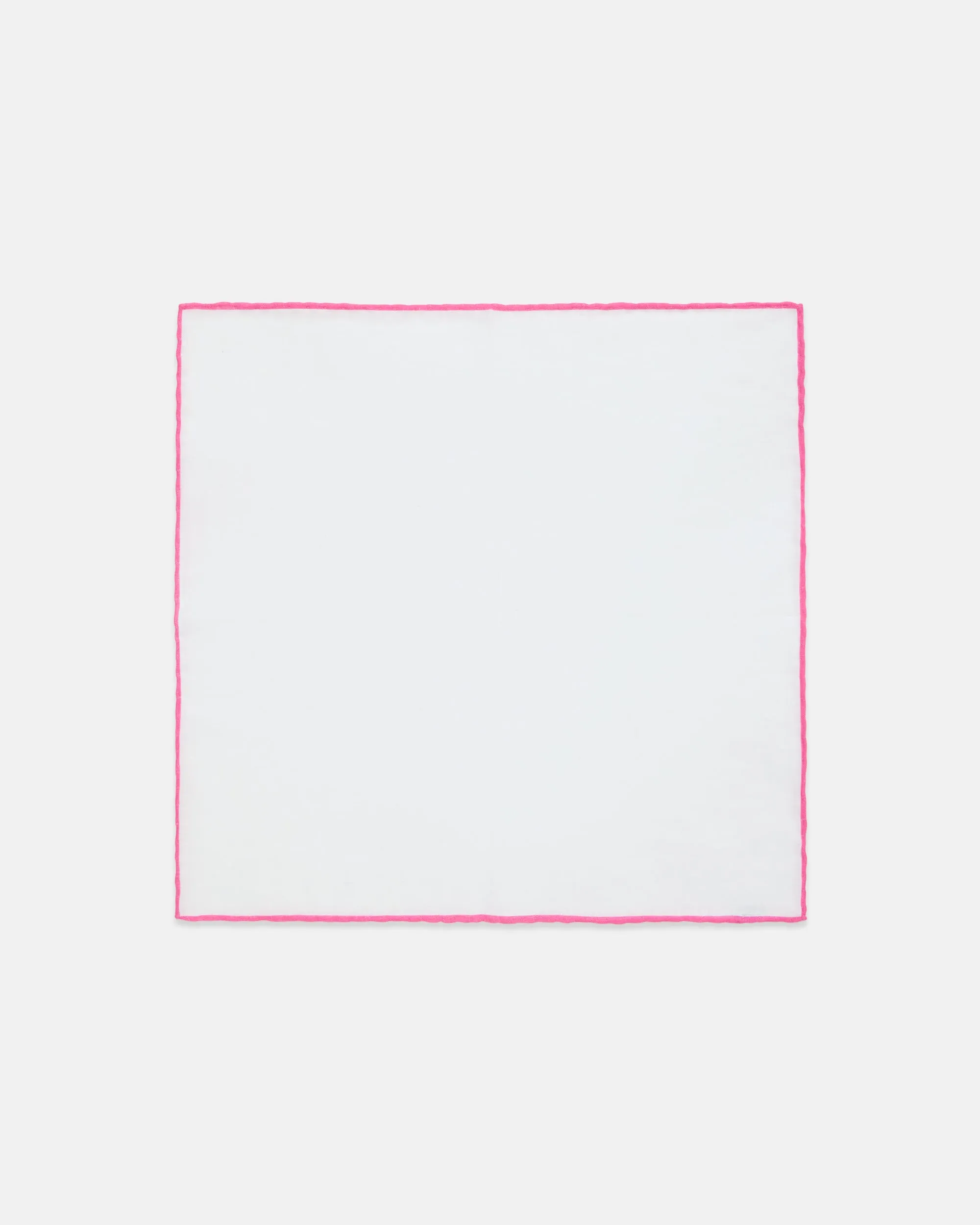 Made-in-Italy White with Pink Edge Linen Pocket Square sold by J. Press