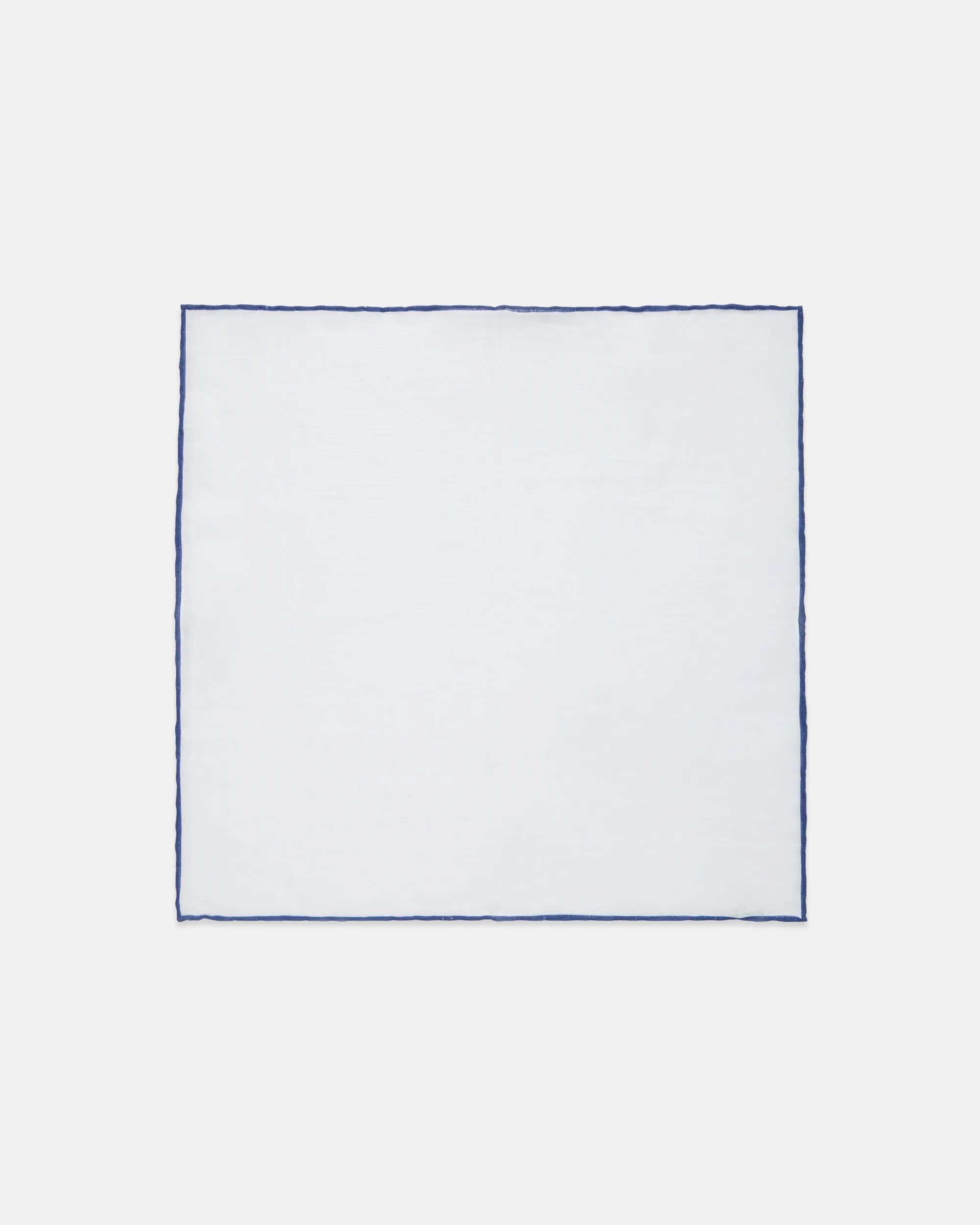 Made-in-Italy White with Navy Edge Linen Pocket Square sold by J. Press