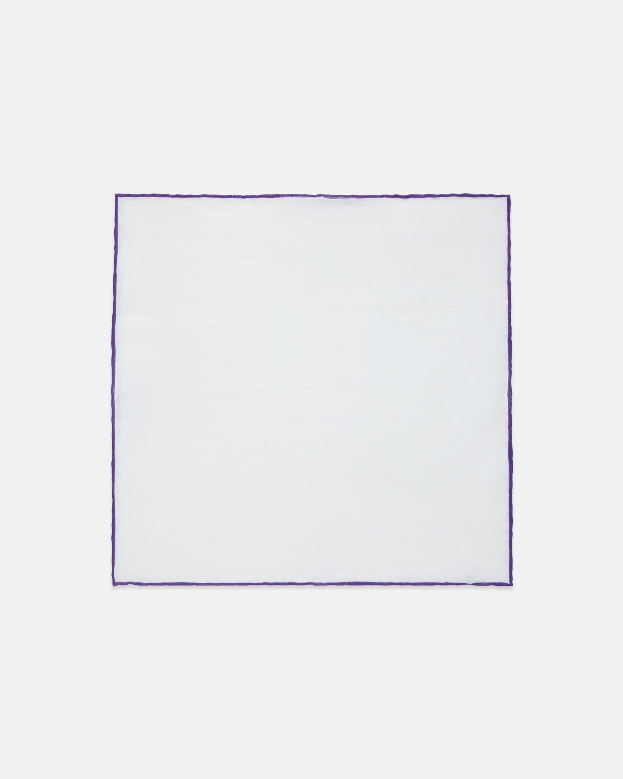 Made-in-Italy White with Purple Edge Linen Pocket Square sold by J. Press