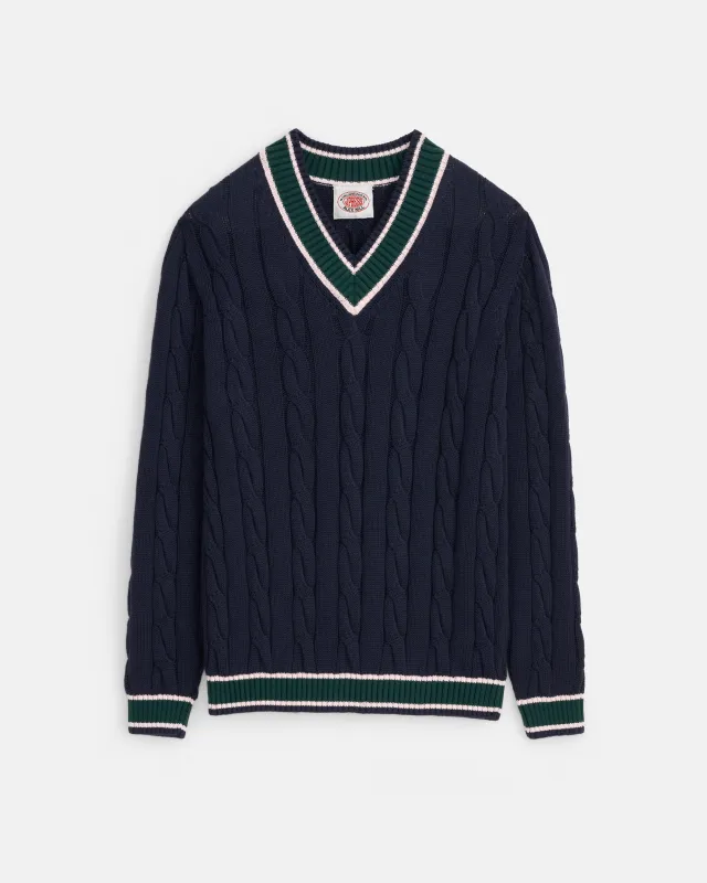 Navy Cotton Cricket Sweater made by J. Press