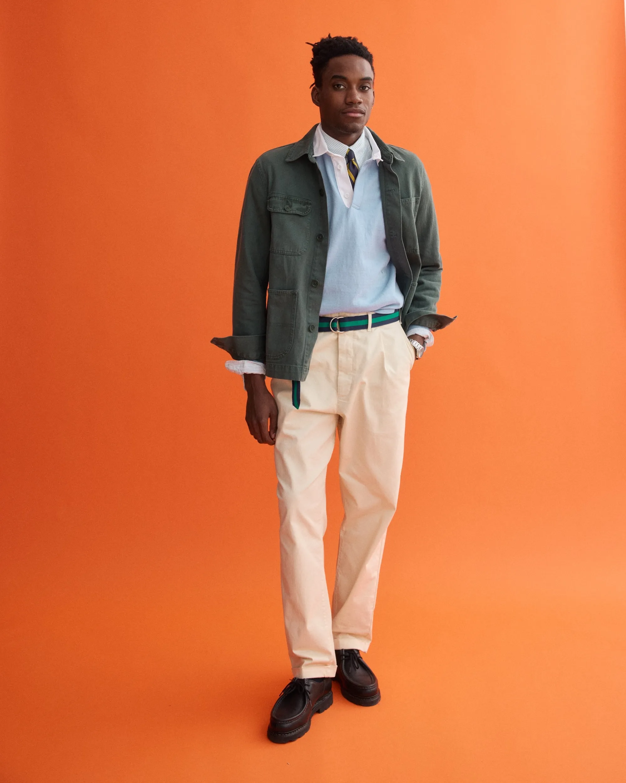 Made-in-USA Navy & Green Striped Ribbon Belt sold by J. Press product image thumbnail 2