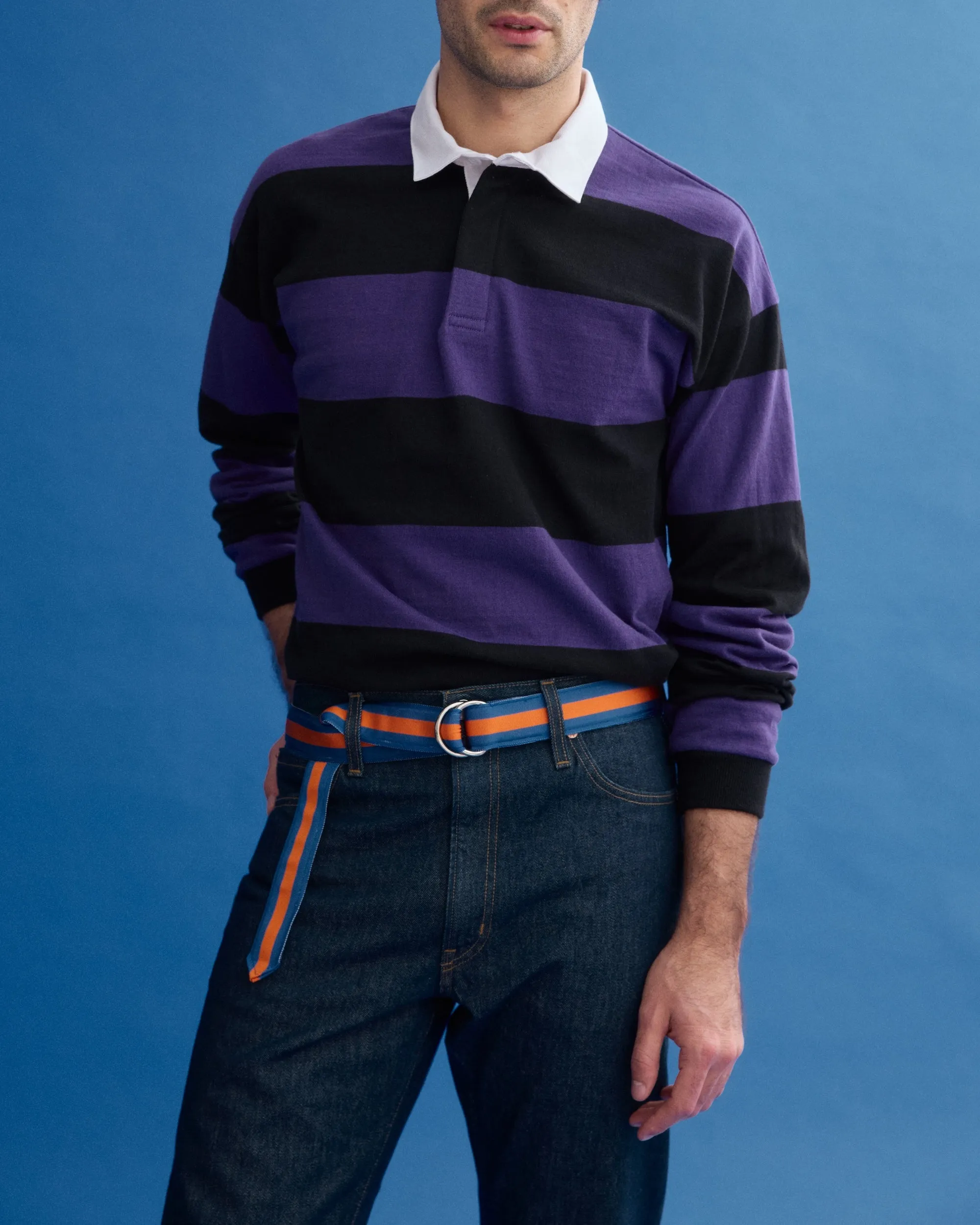 Made-in-USA Blue & Orange Striped Ribbon Belt sold by J. Press product image thumbnail 2