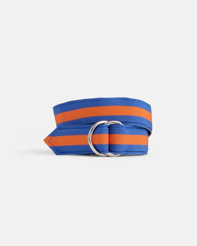 Made-in-USA Blue & Orange Striped Ribbon Belt made by J. Press