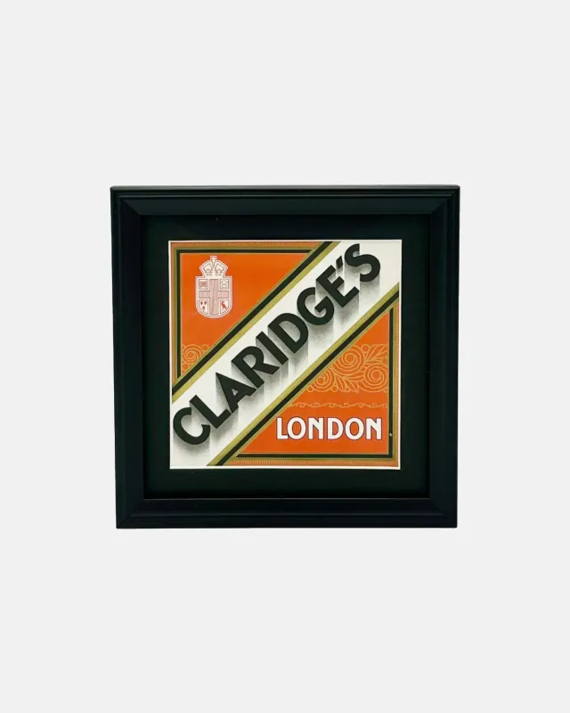 Vintage Claridge's Hotel Mayfair London Framed Luggage Label made by J. Press