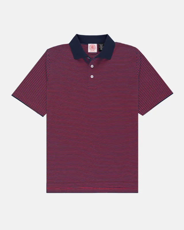 Navy & Red Cotton Jersey Stripe Polo - Classic Fit made by J. Press