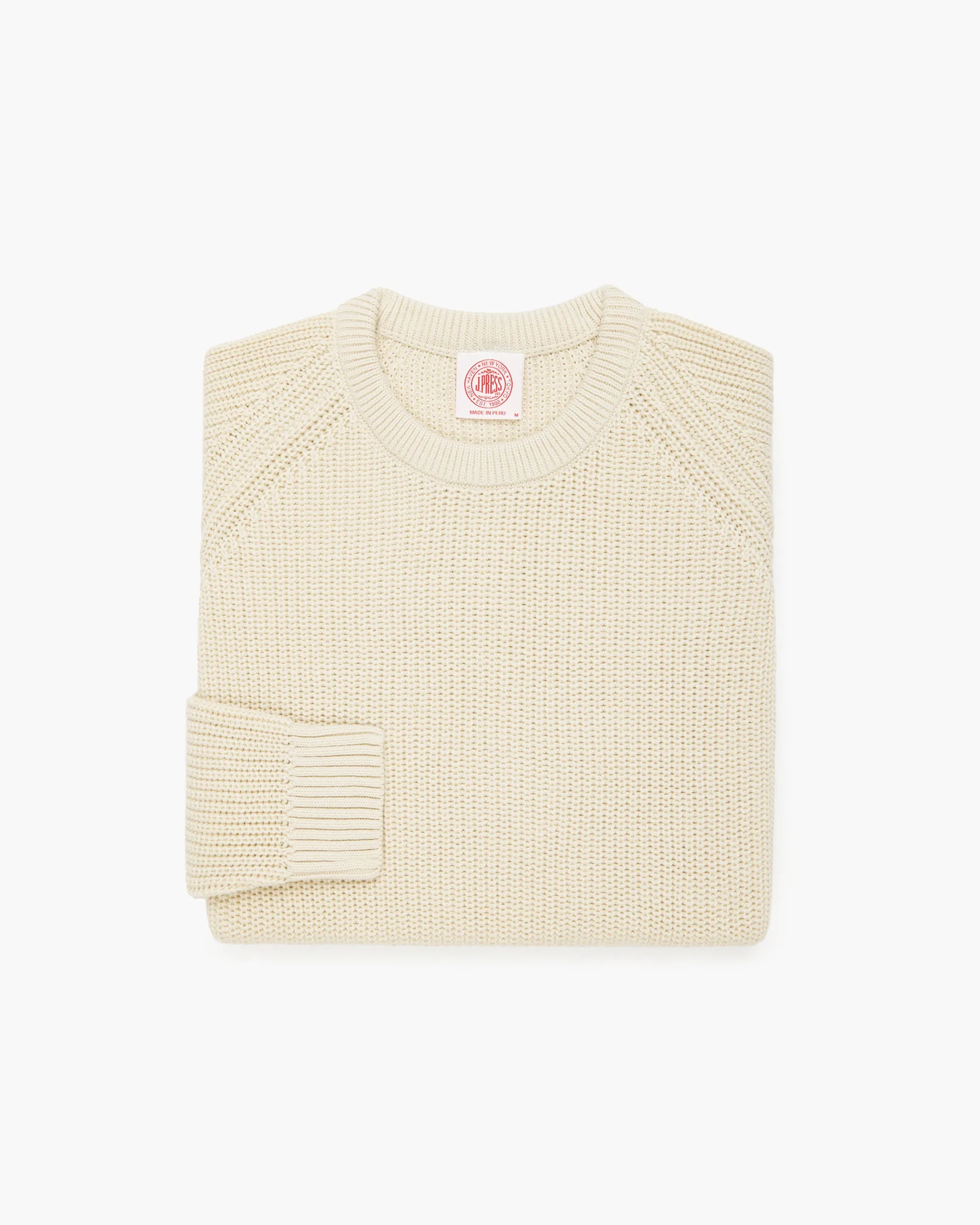 Off White Shaker Knit Cotton Crew Neck Sweater sold by J. Press